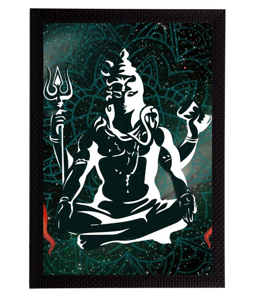 eCraftIndia White & Green Lord Shiva Satin Matt Texture UV Art Painting eCraftIndia White & Green Lord Shiva Satin Matt Texture UV Art Painting