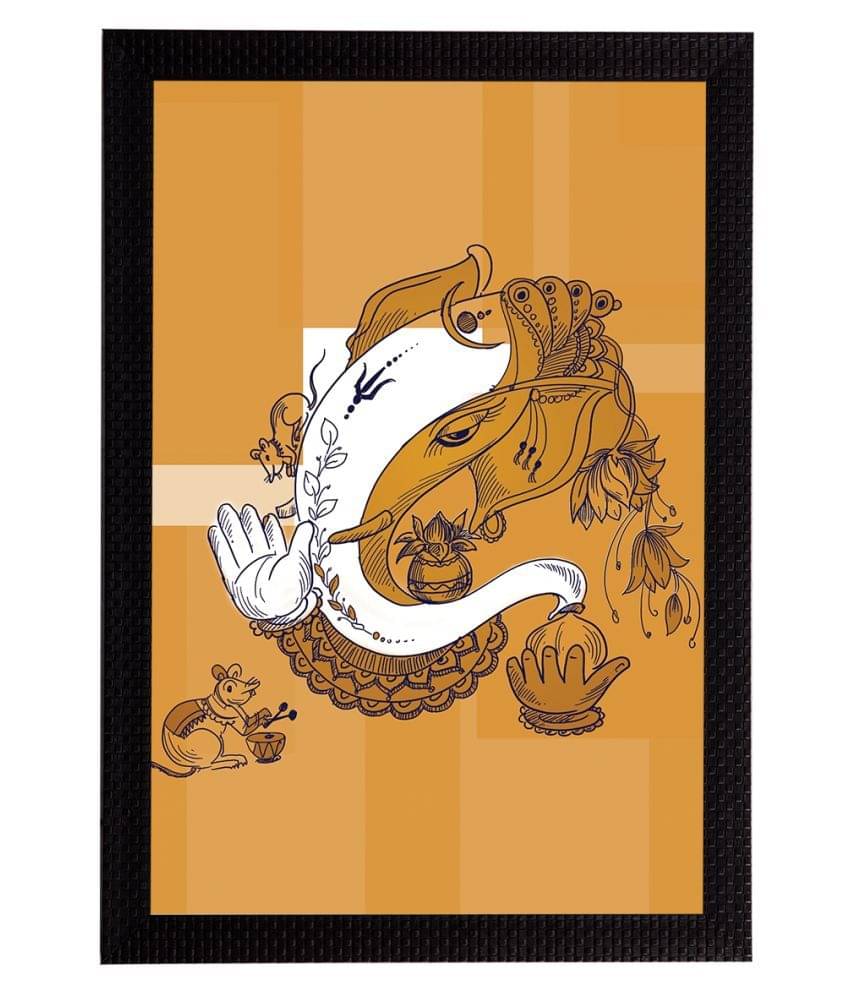     			eCraftIndia Multi-Coloured Satin Matt Texture Lord Ganesha UV Wall Art