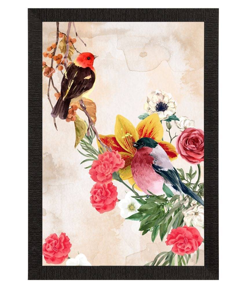     			eCraftIndia Multicoloured Birds & Floral Satin Matte Texture UV Wall Painting