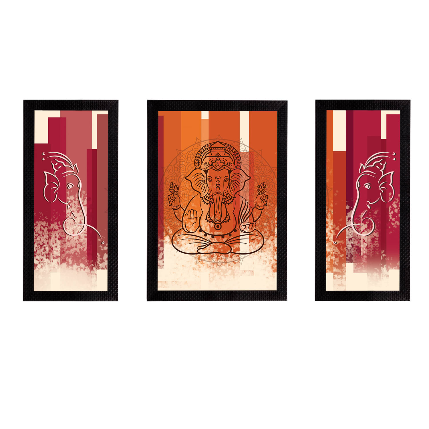 eCraftIndia Set of 3 Orange & Pink Lord Ganesha Satin Matt Texture UV Wall Arts eCraftIndia Set of 3 Orange & Pink Lord Ganesha Satin Matt Texture UV Wall Arts