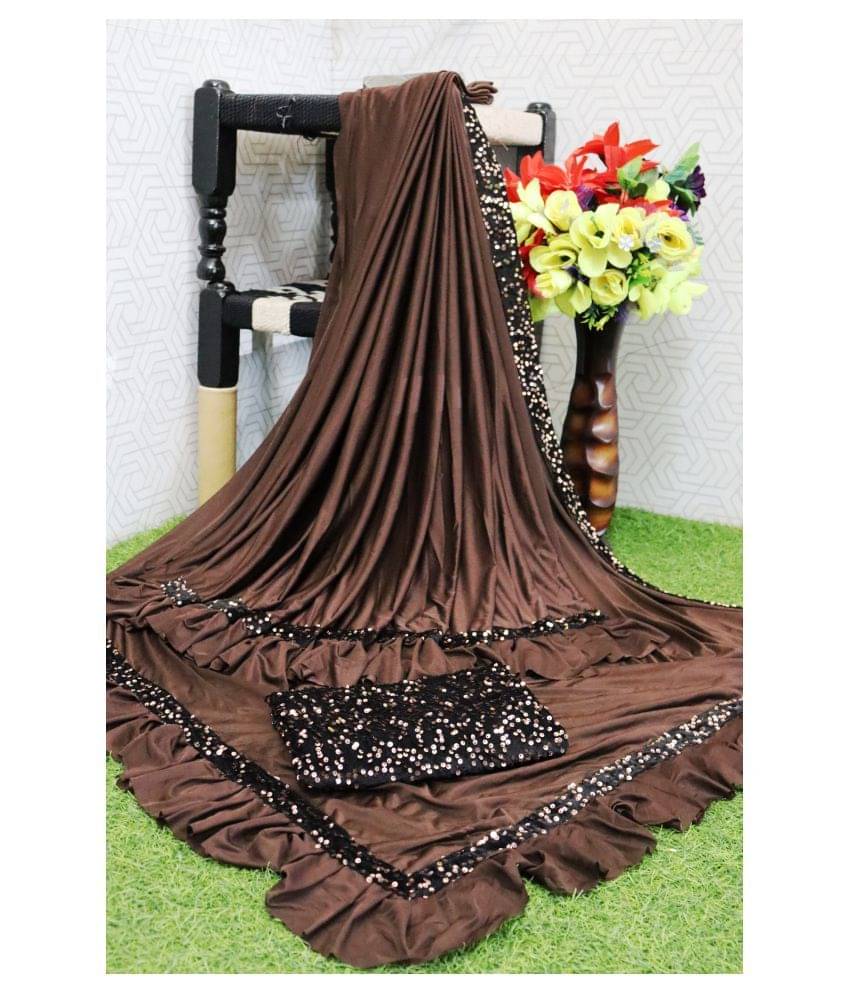 Apnisha Cotton Blend Woven Saree With Unstitched Blouse Piece ( Brown ) Apnisha Cotton Blend Woven Saree With Unstitched Blouse Piece ( Brown )