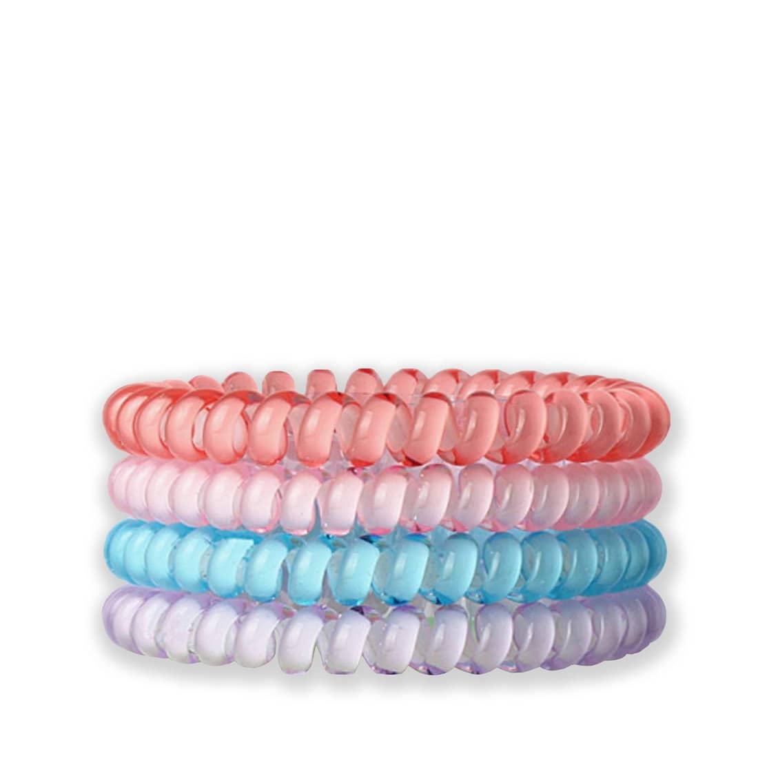 FOK 4 Pcs Spiral Transparent Elastic Hair Tie Rubber Bands For Girls and Women - Jewellery Sets | Buy online on ZillyBuy