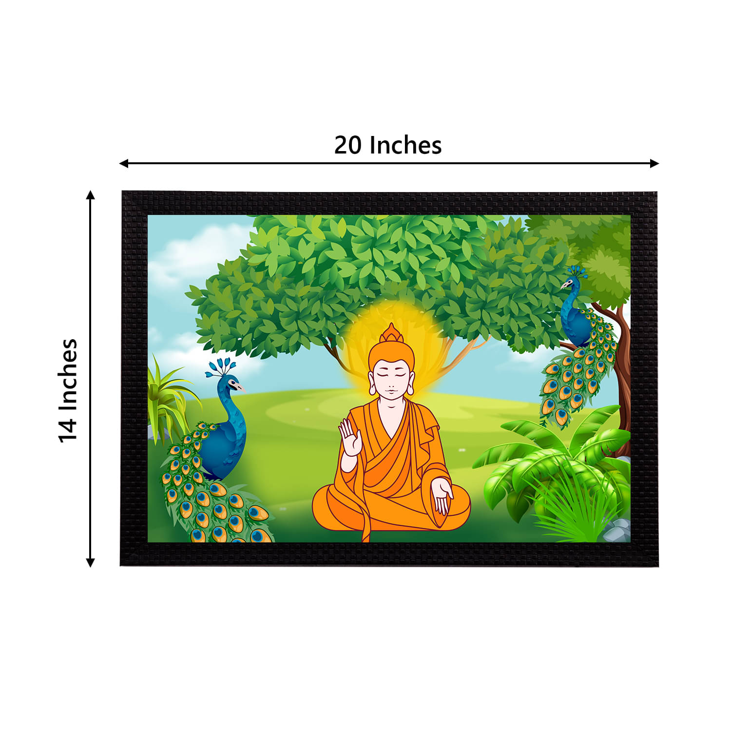     			eCraftIndia Green & Orange Meditating Lord Buddha Satin Matt Texture UV Art Painting