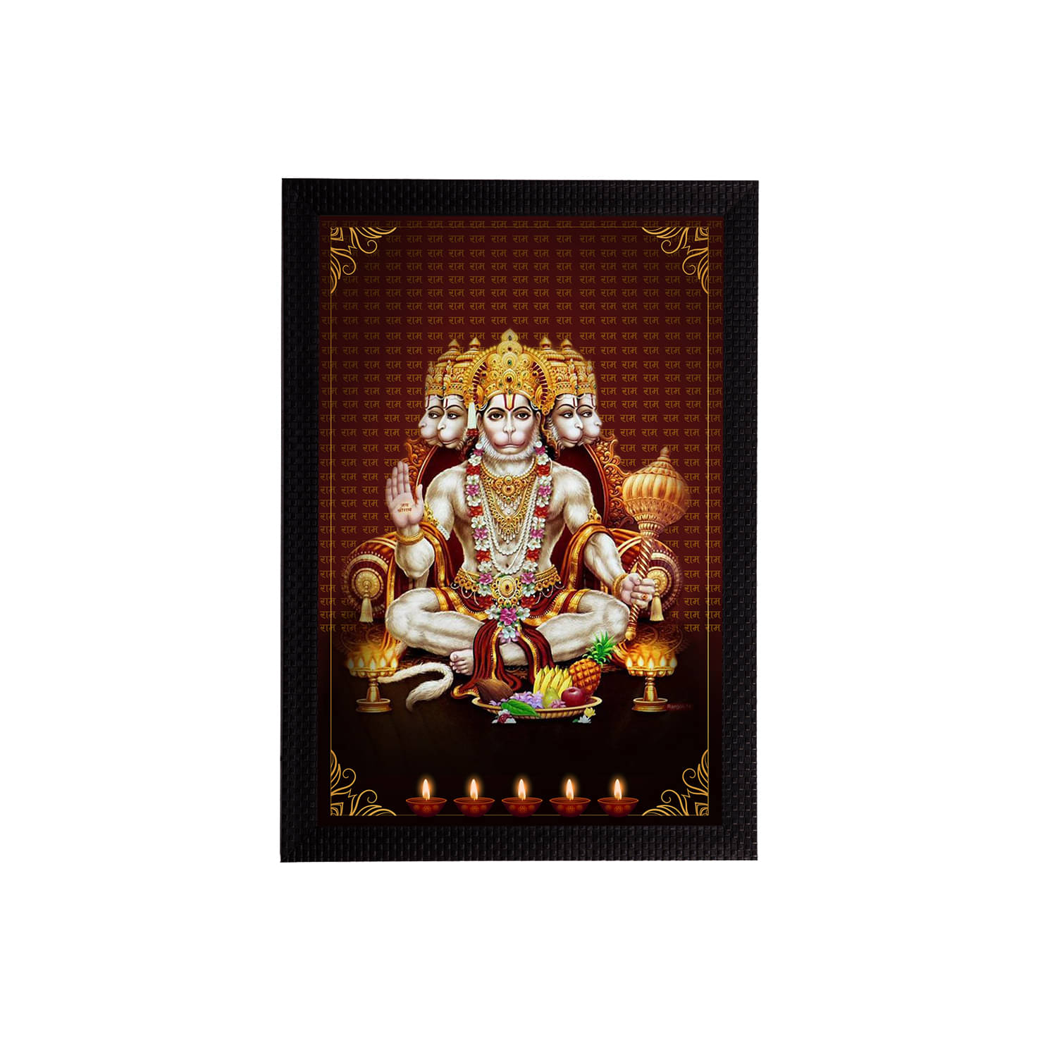 eCraftIndia Brown & Gold-Coloured Panch Mukhi Lord Hanuman Satin Matt Textured UV Wall Art eCraftIndia Brown & Gold-Coloured Panch Mukhi Lord Hanuman Satin Matt Textured UV Wall Art