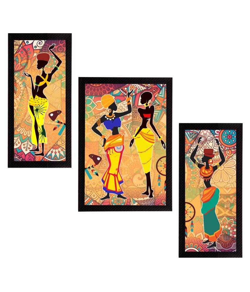 eCraftIndia Set of 3 Multicoloured Satin Matt Texture Tribal UV Wall Art eCraftIndia Set of 3 Multicoloured Satin Matt Texture Tribal UV Wall Art
