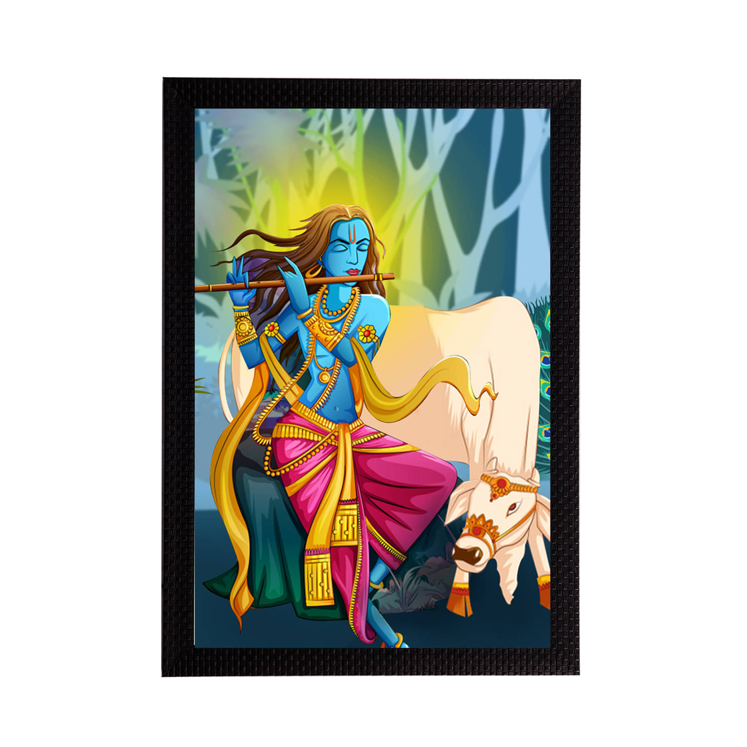 eCraftIndia Blue & Beige Lord Krishna Satin Matt Texture UV Art Painting eCraftIndia Blue & Beige Lord Krishna Satin Matt Texture UV Art Painting