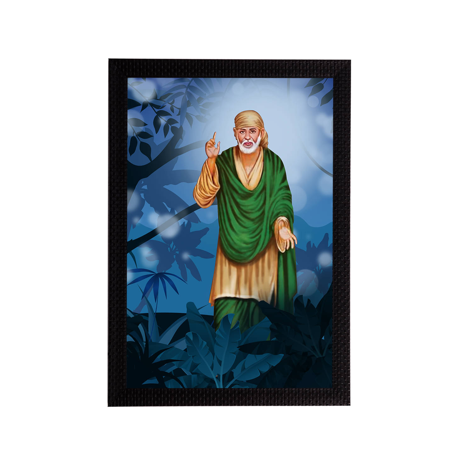 eCraftIndia Blue & Green Sai Baba Satin Matt Texture UV Art Painting eCraftIndia Blue & Green Sai Baba Satin Matt Texture UV Art Painting
