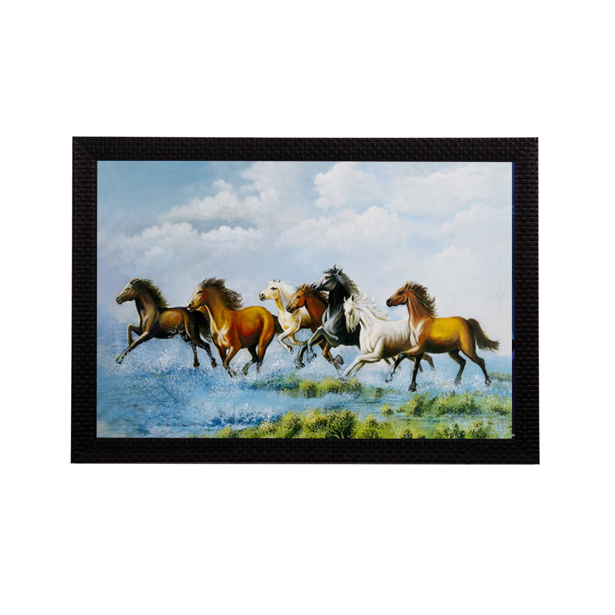     			eCraftIndia Multicoloured Running Horses UV Wall Art