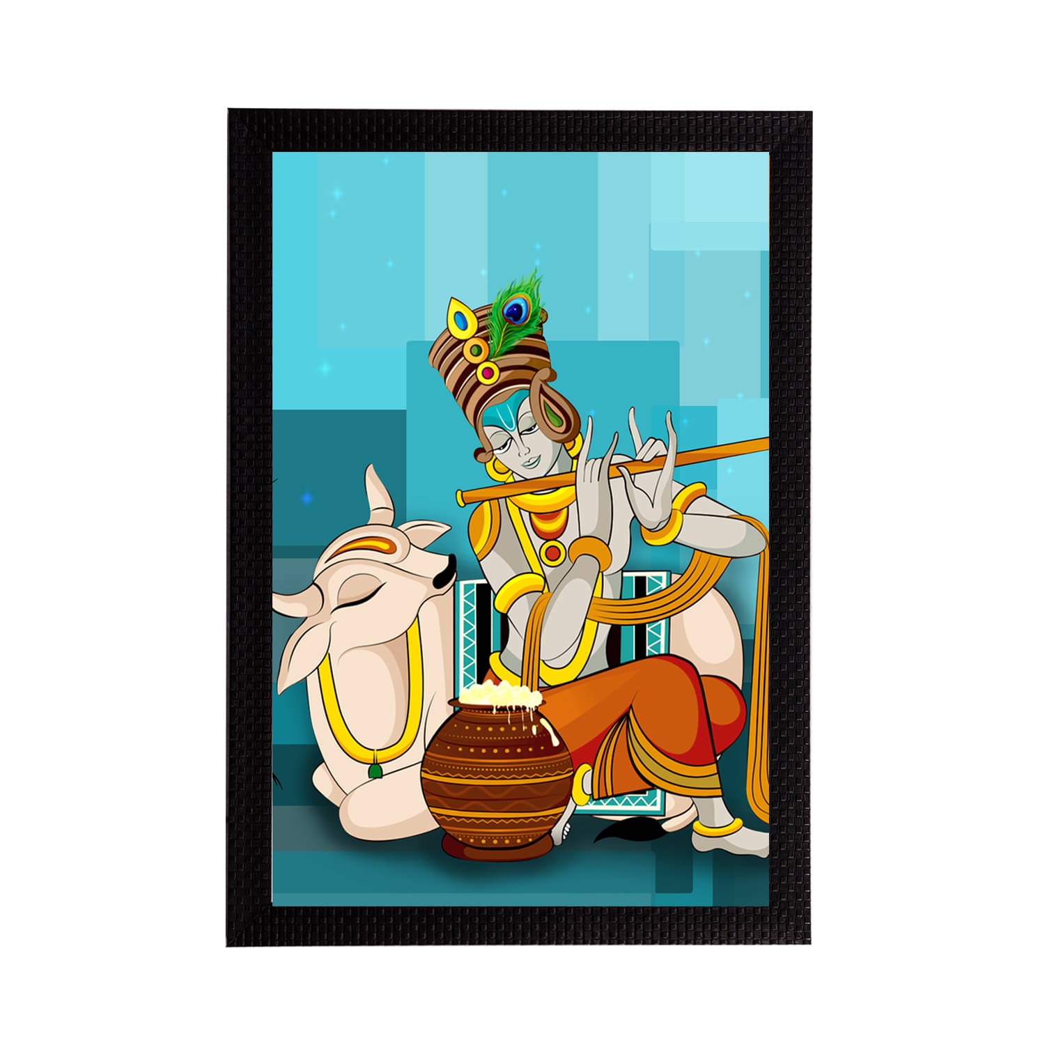 eCraftIndia Multicoloured Lord Krishna Satin Matt Texture UV Art Painting eCraftIndia Multicoloured Lord Krishna Satin Matt Texture UV Art Painting