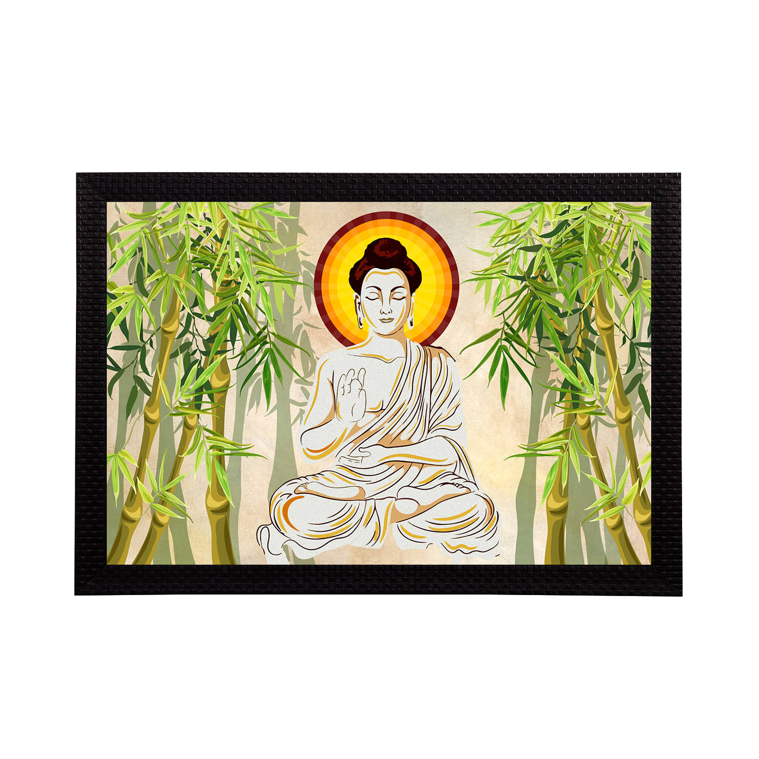 eCraftIndia Beige & Green Meditating Lord Buddha Satin Matt Texture UV Art Painting eCraftIndia Beige & Green Meditating Lord Buddha Satin Matt Texture UV Art Painting