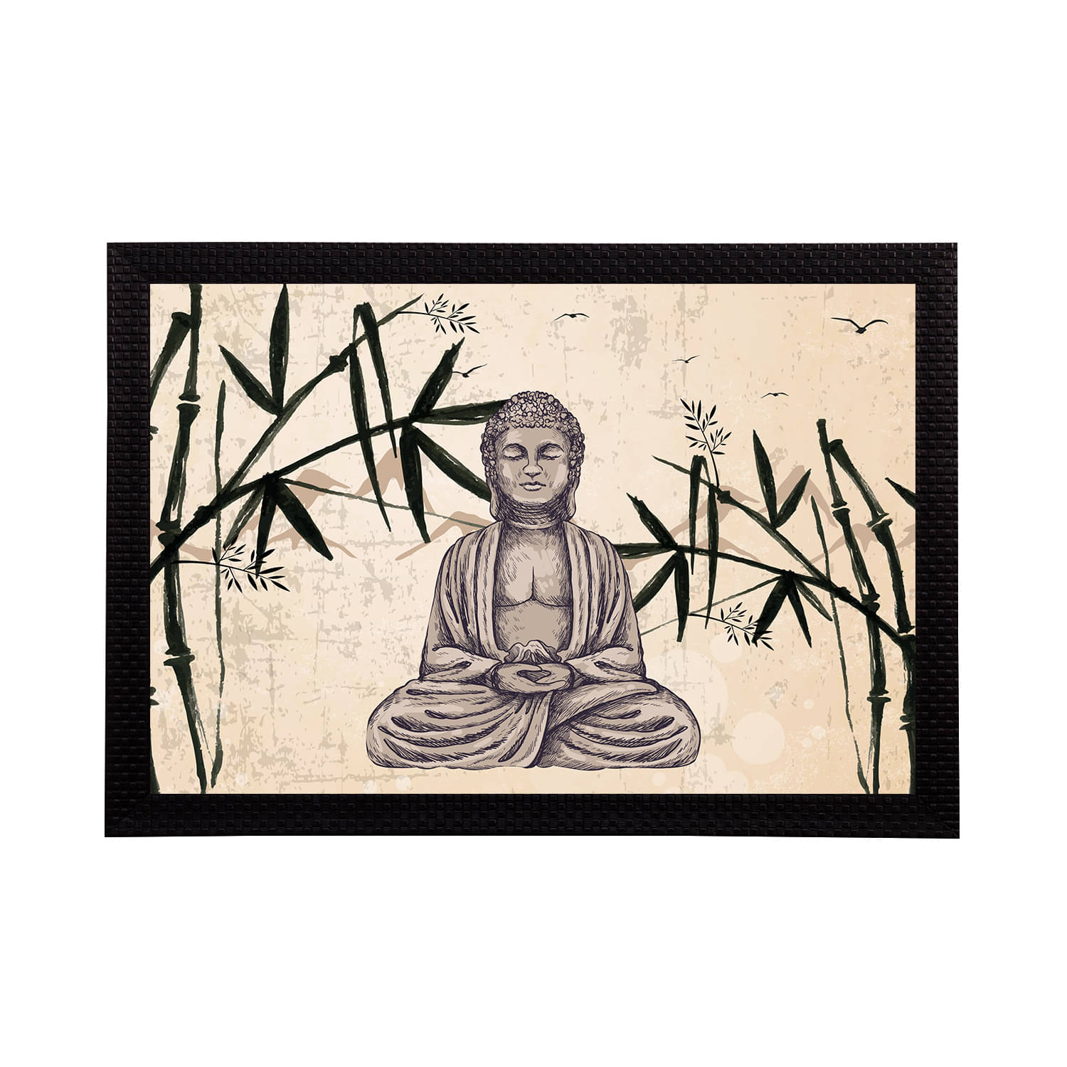 eCraftIndia Cream-Coloured & Green Meditating Lord Buddha Satin Matt Textured UV Wall Art eCraftIndia Cream-Coloured & Green Meditating Lord Buddha Satin Matt Textured UV Wall Art