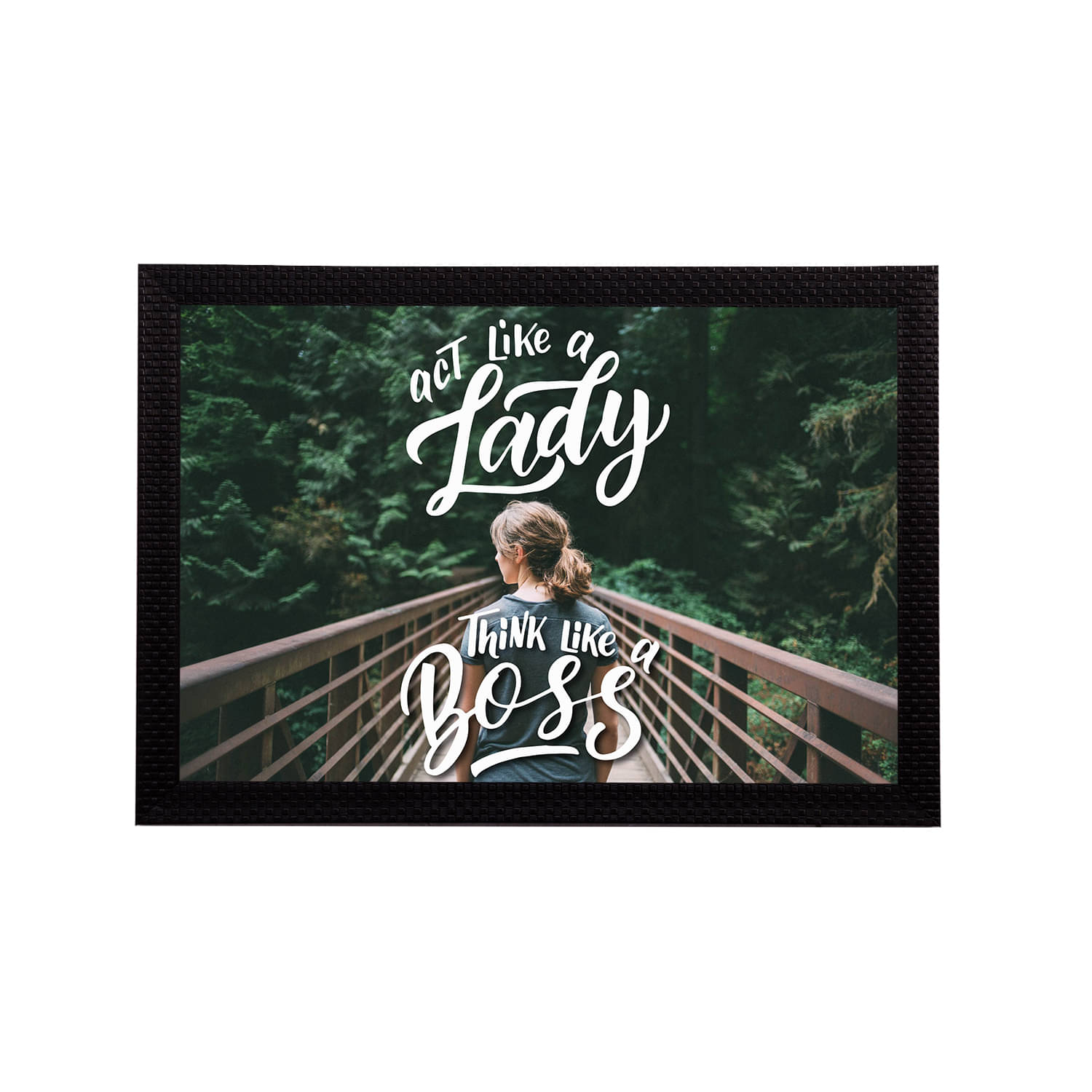     			eCraftIndia Green & White Act Like A Lady Think Like a Boss Motivational Quote Matt Texture UV Art Painting