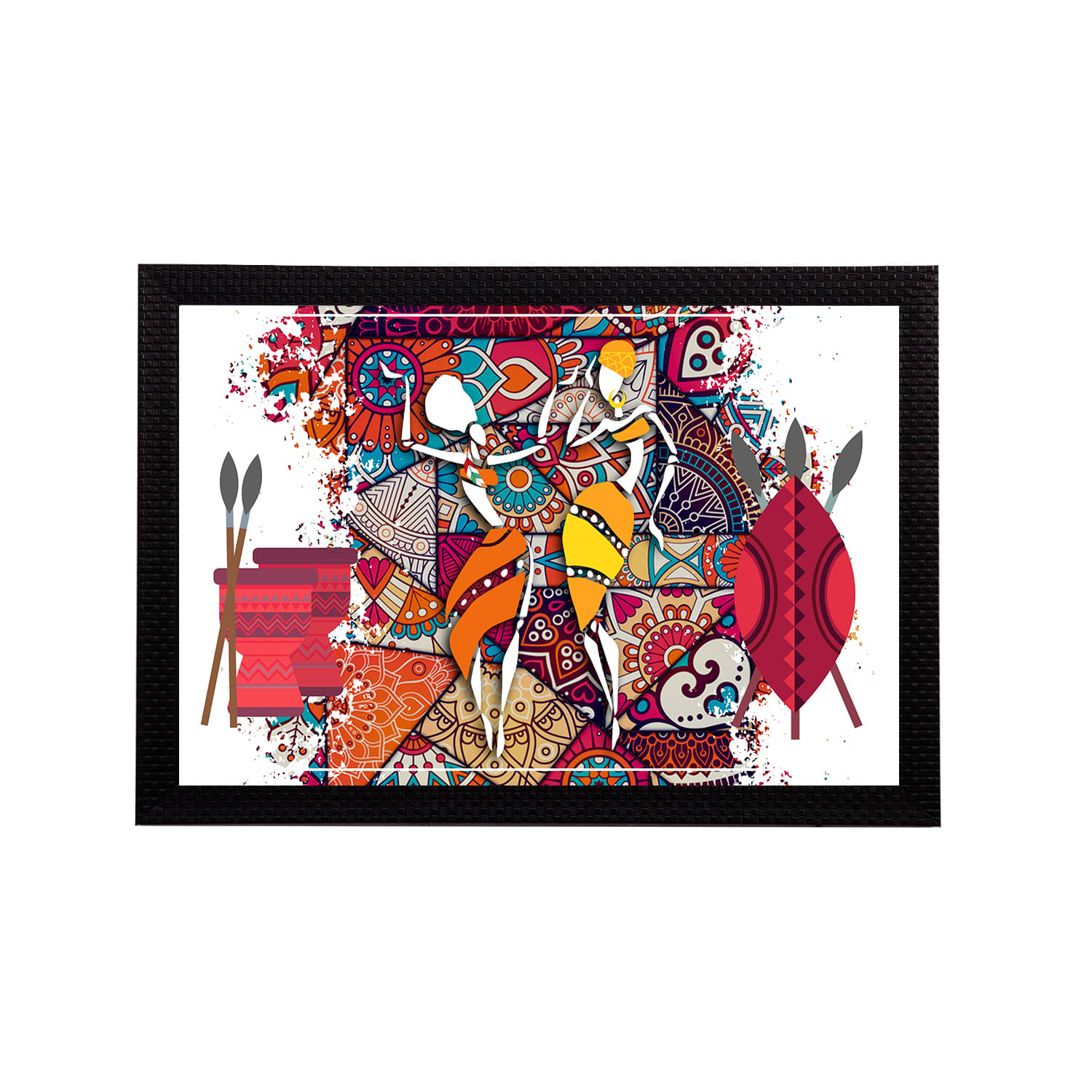 eCraftIndia Multicoloured Tribal Theme Satin Matt Textured UV Wall Painting eCraftIndia Multicoloured Tribal Theme Satin Matt Textured UV Wall Painting