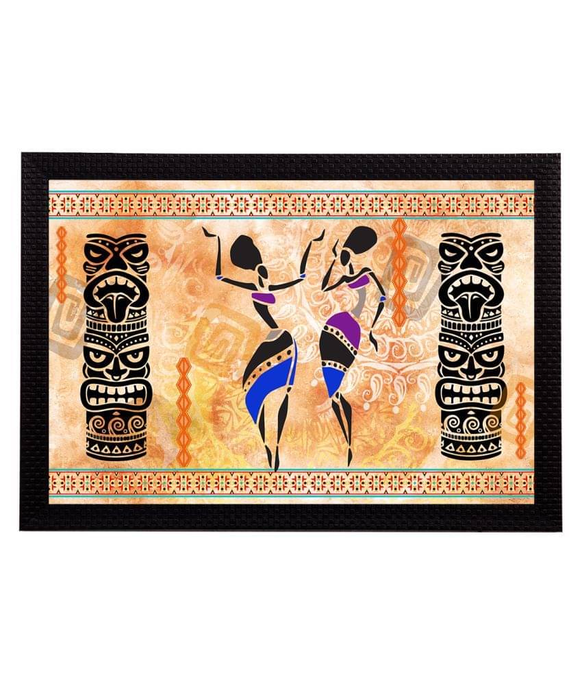 eCraftIndia Beige & Black Tribal Theme Printed Satin Matt Textured UV Wall Art eCraftIndia Beige & Black Tribal Theme Printed Satin Matt Textured UV Wall Art