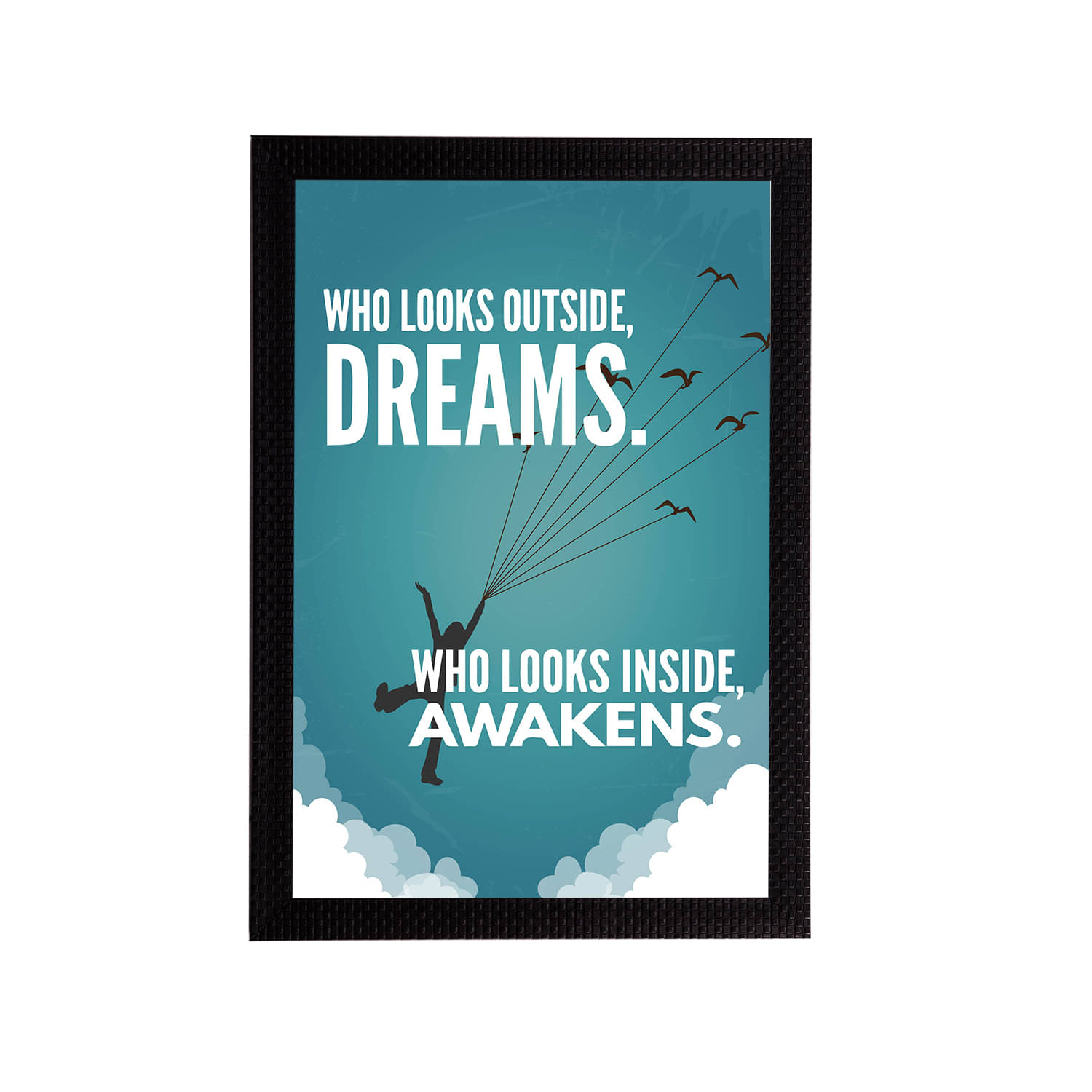 eCraftIndia Blue & White Quote Satin Matt Textured UV Art Painting     			eCraftIndia Blue & White Quote Satin Matt Textured UV Art Painting