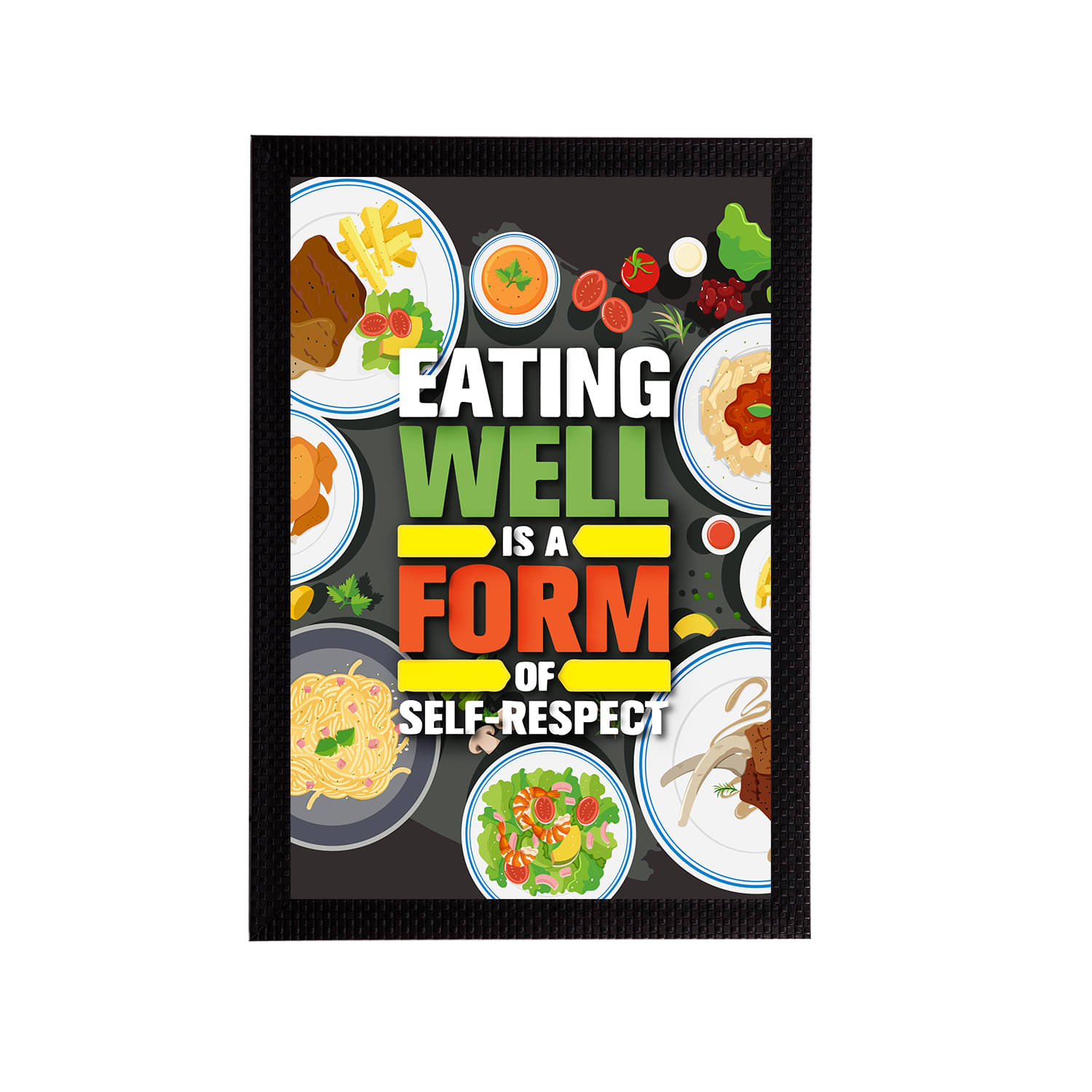 eCraftIndia Black & Green "Eating Well Is A Form Of Self-Respect" Motivational Quote Matt Texture UV Wall Art eCraftIndia Black & Green "Eating Well Is A Form Of Self-Respect" Motivational Quote Matt Texture UV Wall Art