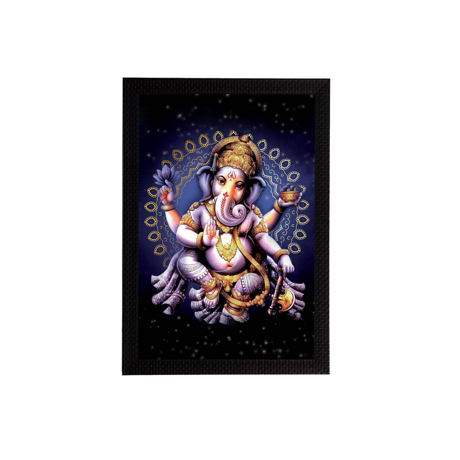     			eCraftIndia Black & Navy Blue Lord Ganesha Satin Matt Textured UV Wall Art