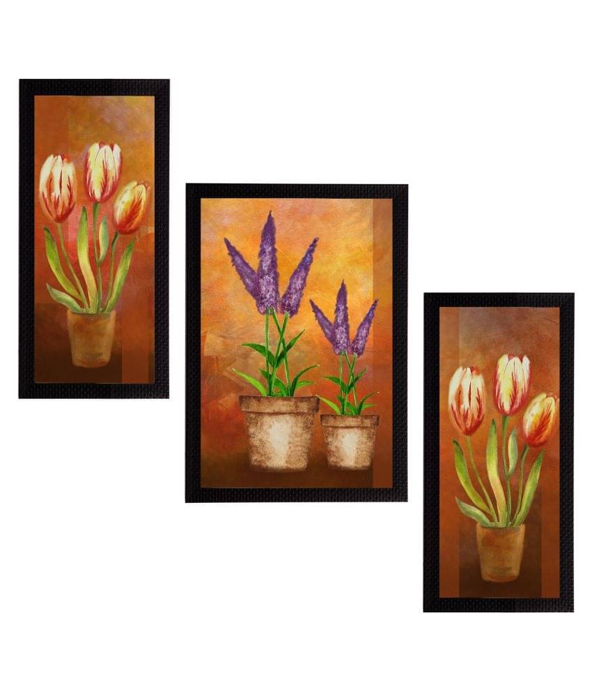 eCraftIndia Set of 3 Brown & Purple Botanical & Floral Satin Matt Textured UV Wall Paintings eCraftIndia Set of 3 Brown & Purple Botanical & Floral Satin Matt Textured UV Wall Paintings