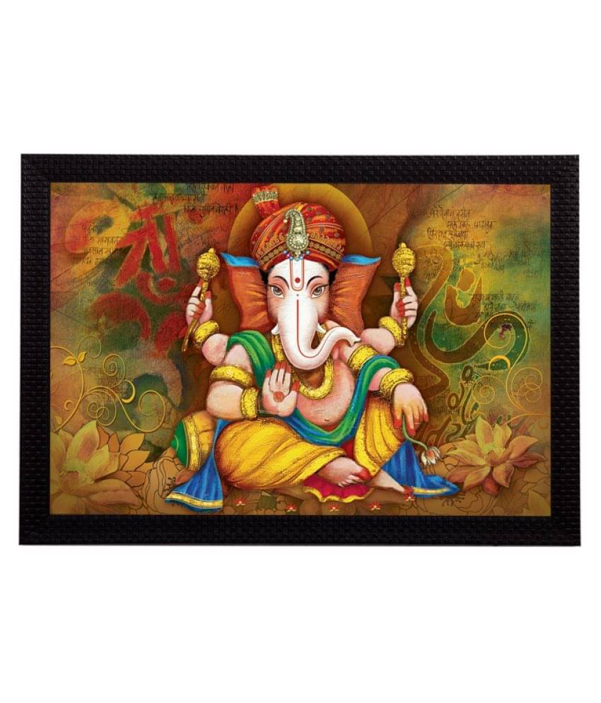 eCraftIndia Yellow & Green Lord Ganesha Satin Matt Texture UV Wall Art eCraftIndia Yellow & Green Lord Ganesha Satin Matt Texture UV Wall Art