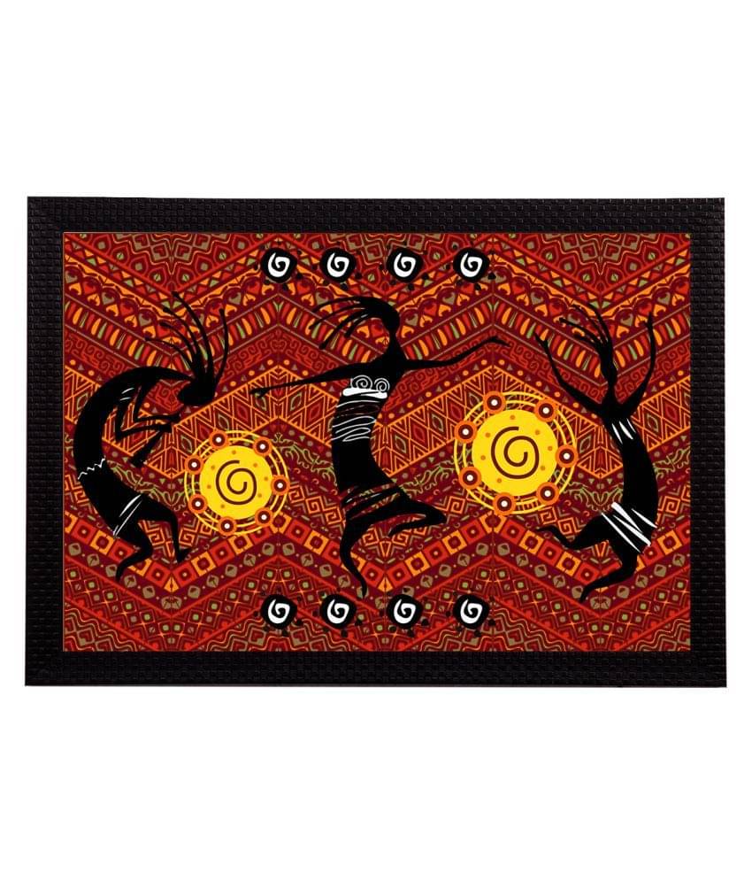 eCraftIndia Brown & Black Tribal Theme Satin Matt Texture Framed UV Wall Art eCraftIndia Brown & Black Tribal Theme Satin Matt Texture Framed UV Wall Art