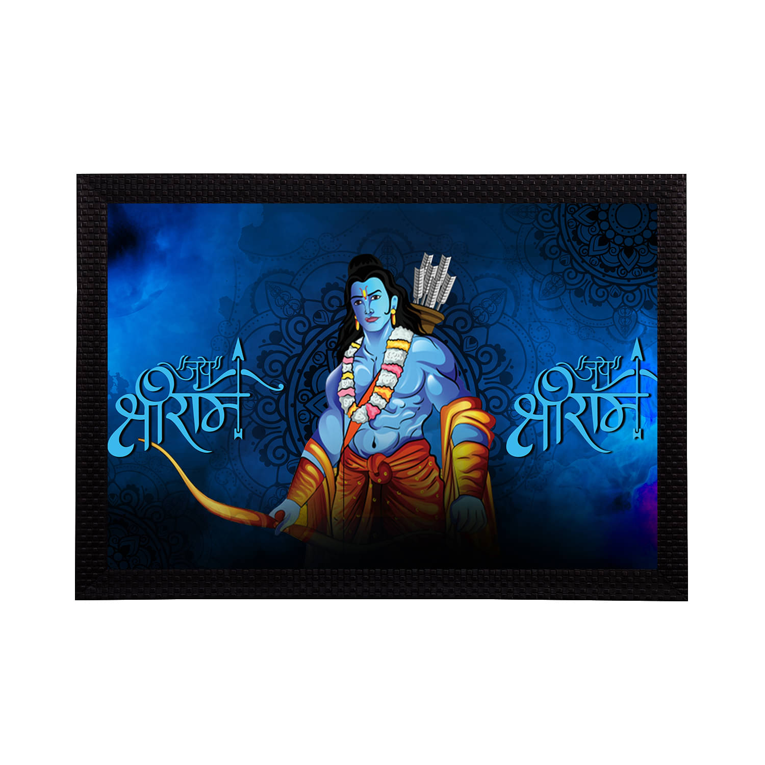     			eCraftIndia Blue & Black Lord Ram Satin Matt Texture UV Art Painting