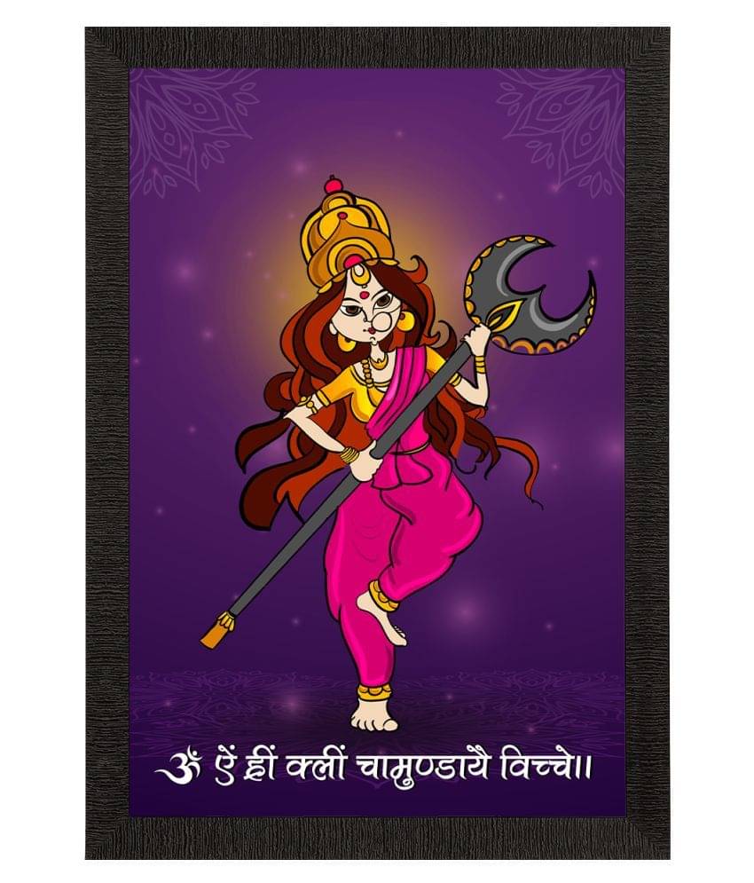eCraftIndia Purple & Pink Goddess Durga Satin Matte Texture UV Wall Painting eCraftIndia Purple & Pink Goddess Durga Satin Matte Texture UV Wall Painting