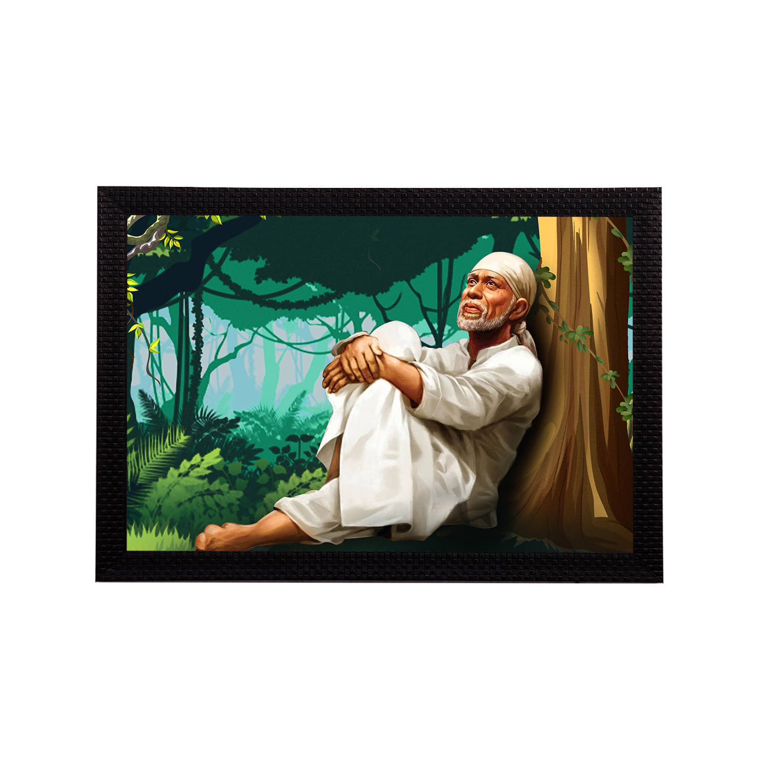 eCraftIndia Multicoloured Sai Baba Painting Wall Art With Frame eCraftIndia Multicoloured Sai Baba Painting Wall Art With Frame