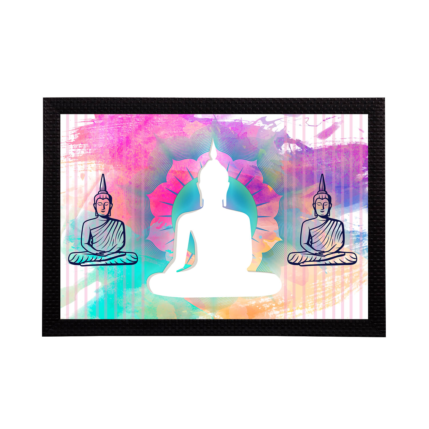 eCraftIndia White & Pink Meditating Lord Buddha Satin Matt Textured UV Wall Art eCraftIndia White & Pink Meditating Lord Buddha Satin Matt Textured UV Wall Art