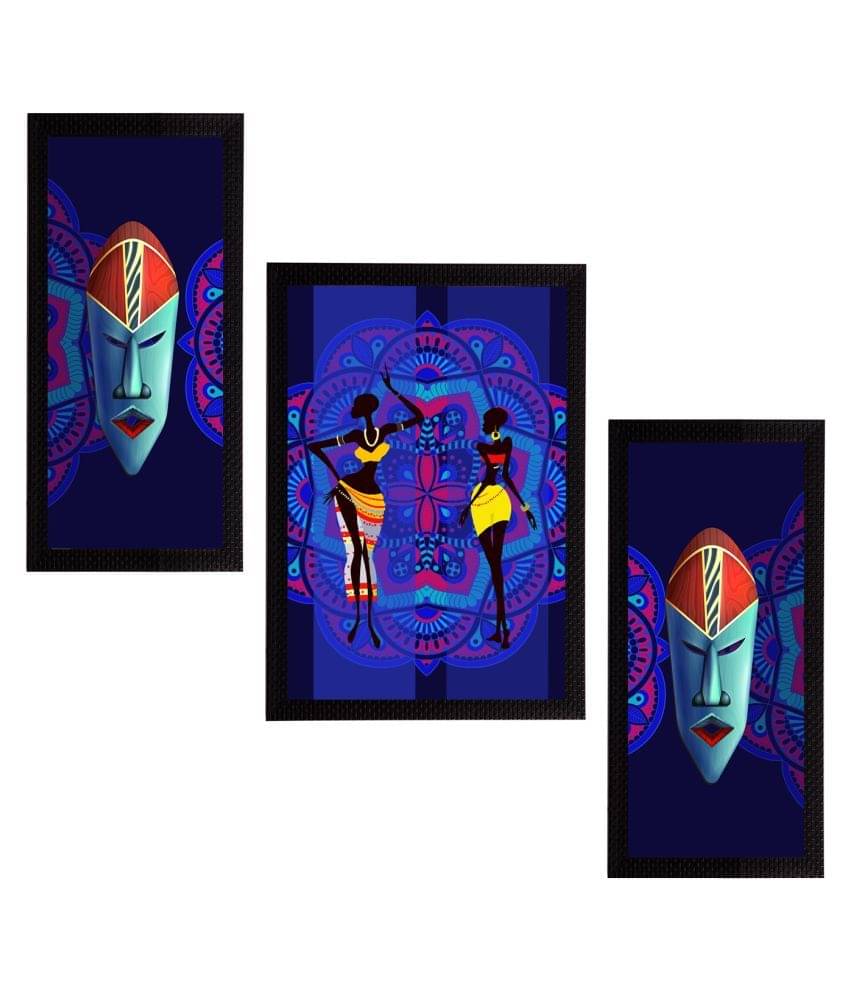 eCraftIndia Set of 3 Blue & Red Tribal Theme Satin Matt Textured UV Art Painting eCraftIndia Set of 3 Blue & Red Tribal Theme Satin Matt Textured UV Art Painting