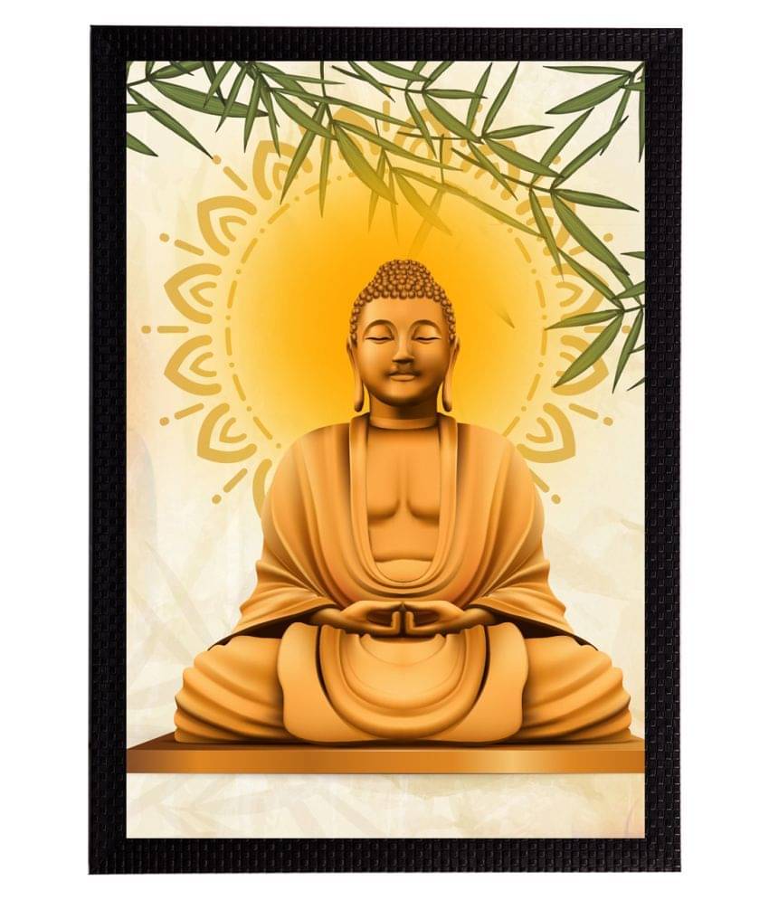 eCraftIndia Gold-Toned & Cream-Coloured Meditating Lord Buddha Satin Matt Textured UV Wall Art eCraftIndia Gold-Toned & Cream-Coloured Meditating Lord Buddha Satin Matt Textured UV Wall Art