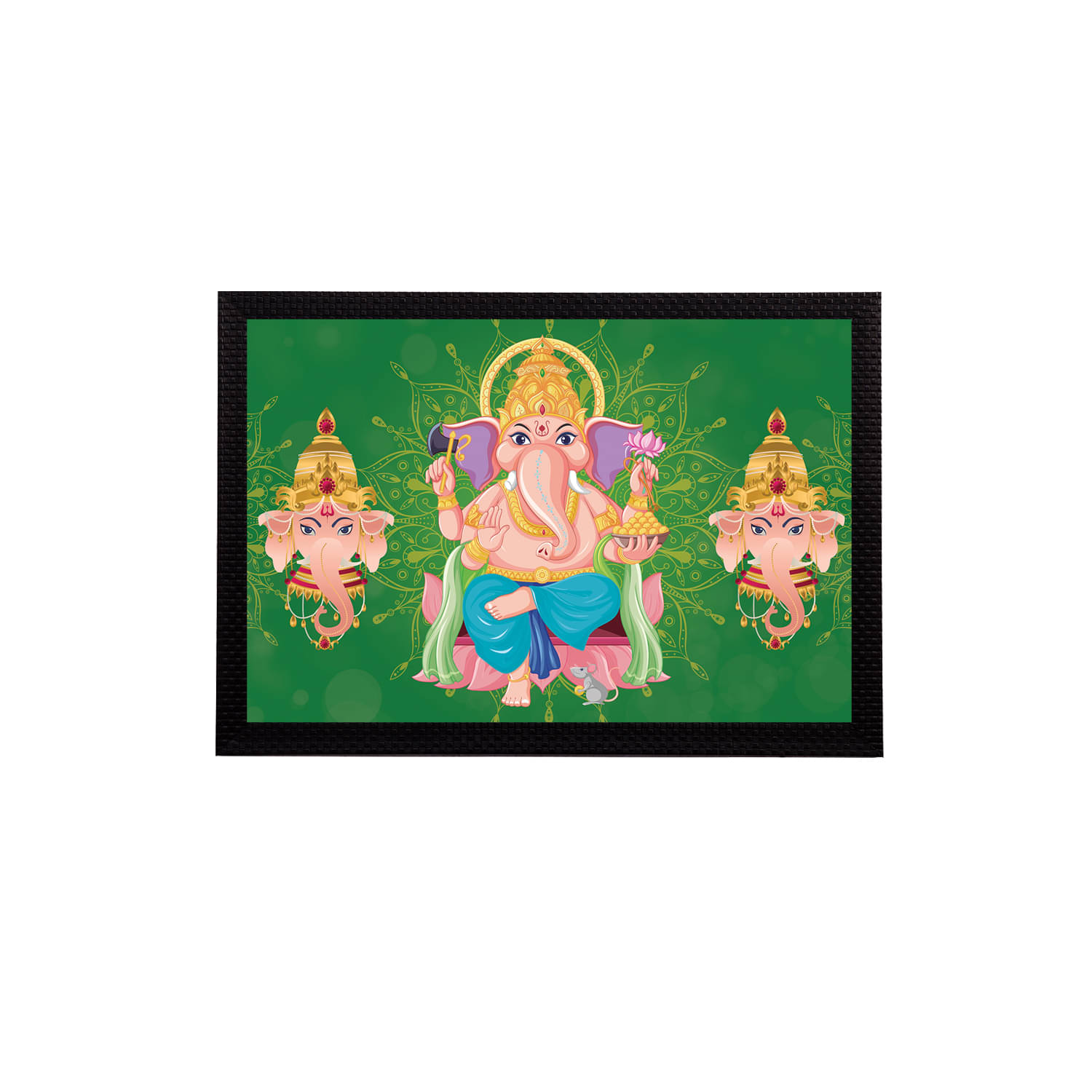    			eCraftIndia Green & Blue Lord Ganesha Satin Matt Textured UV Wall Art