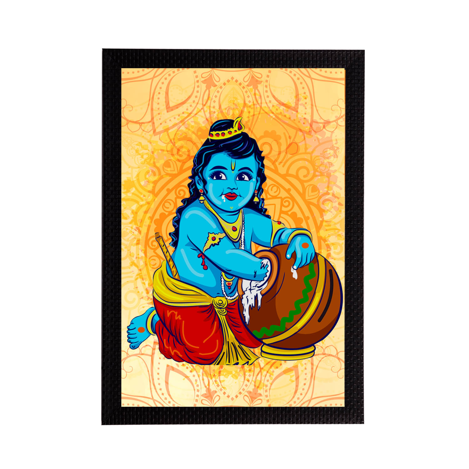     			eCraftIndia Multicoloured Lord Krishna Painting Wall Art With Frame