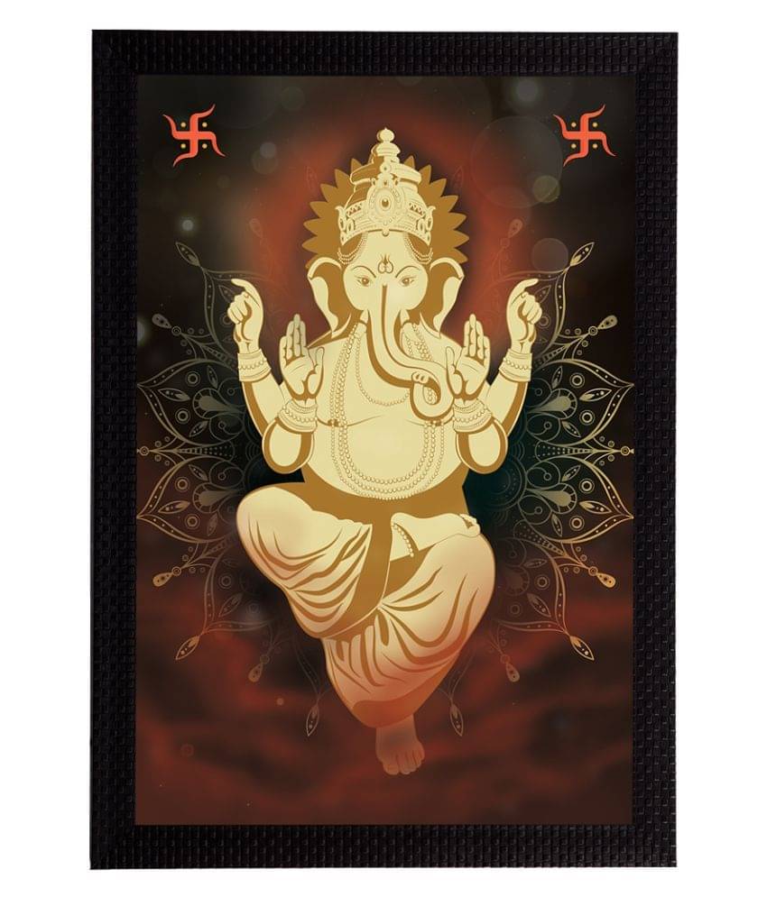 eCraftIndia Black & Beige Lord Ganesha Satin Matt Textured UV Wall Art eCraftIndia Black & Beige Lord Ganesha Satin Matt Textured UV Wall Art