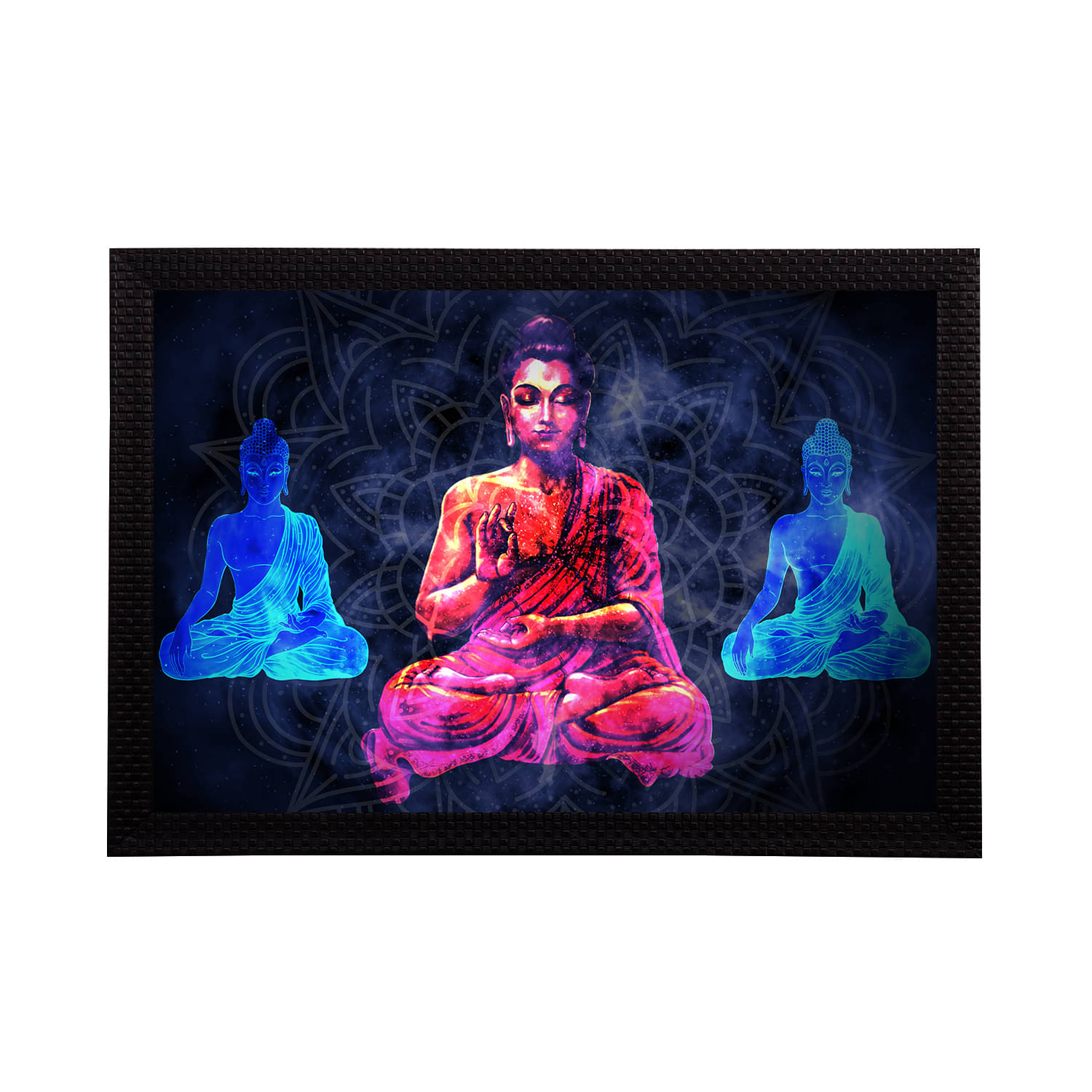     			eCraftIndia Black & Pink Meditating Lord Buddha Satin Matt Texture UV Wall Painting