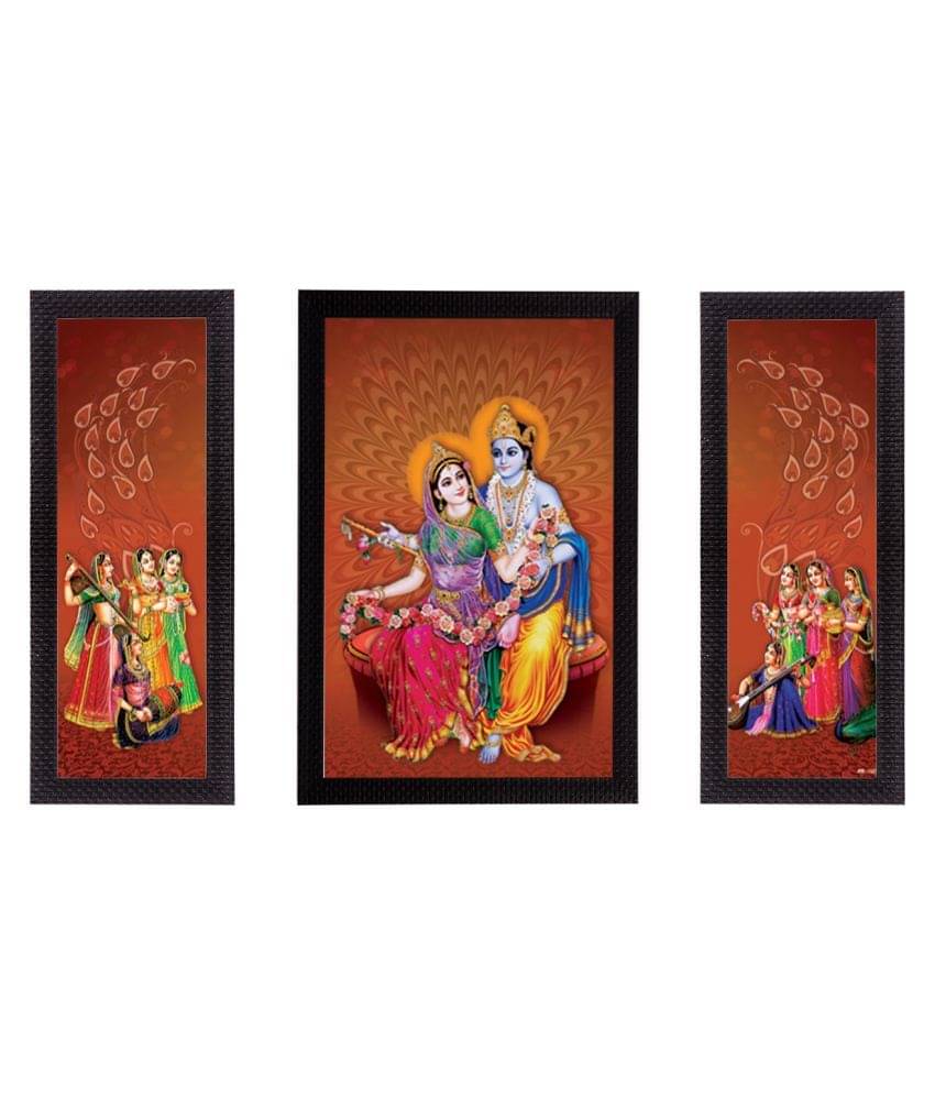 eCraftIndia Set of 3 Multicoloured Radha Krishna UV Wall Art eCraftIndia Set of 3 Multicoloured Radha Krishna UV Wall Art