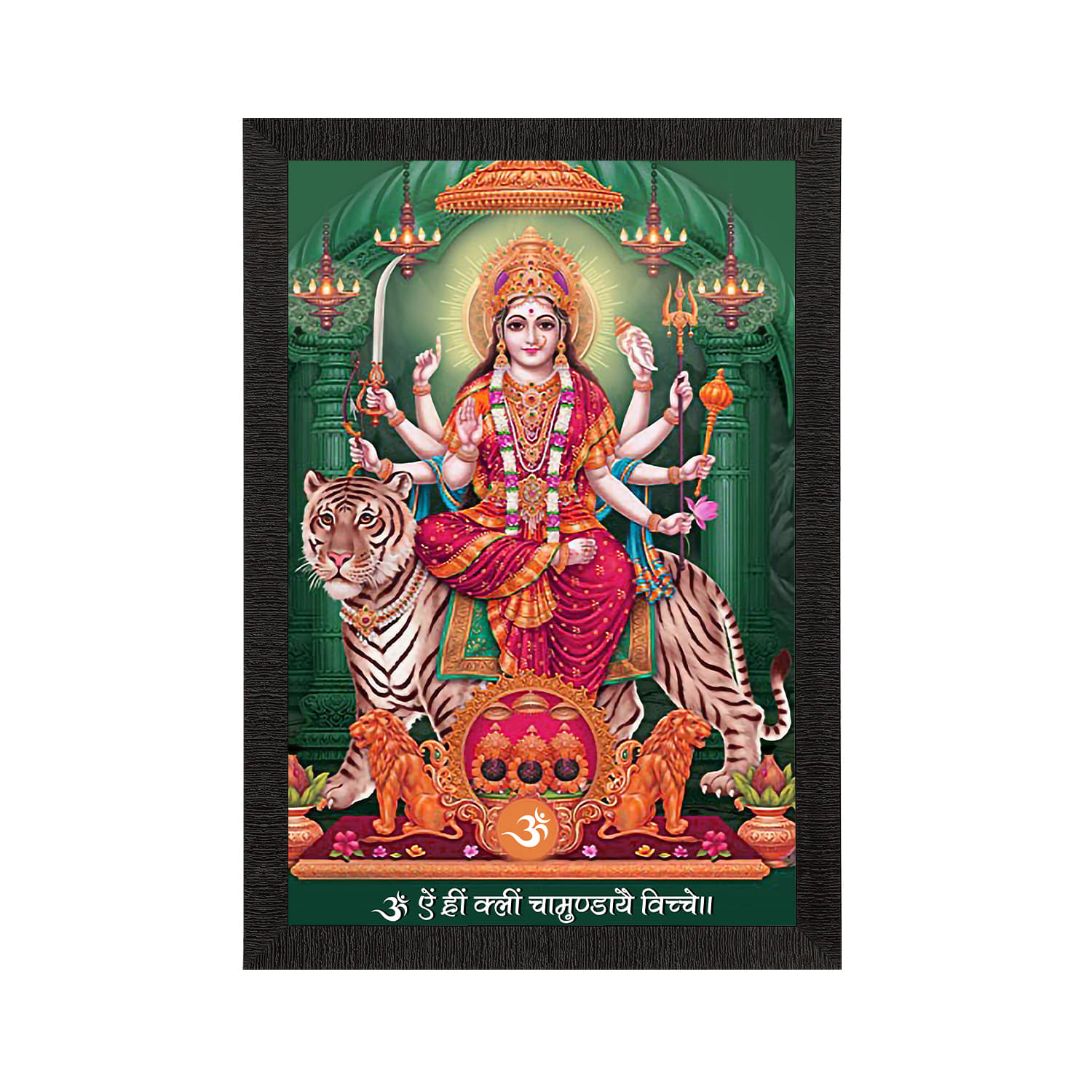 eCraftIndia Green & Red Goddess Durga Satin Matte Texture UV Wall Painting eCraftIndia Green & Red Goddess Durga Satin Matte Texture UV Wall Painting