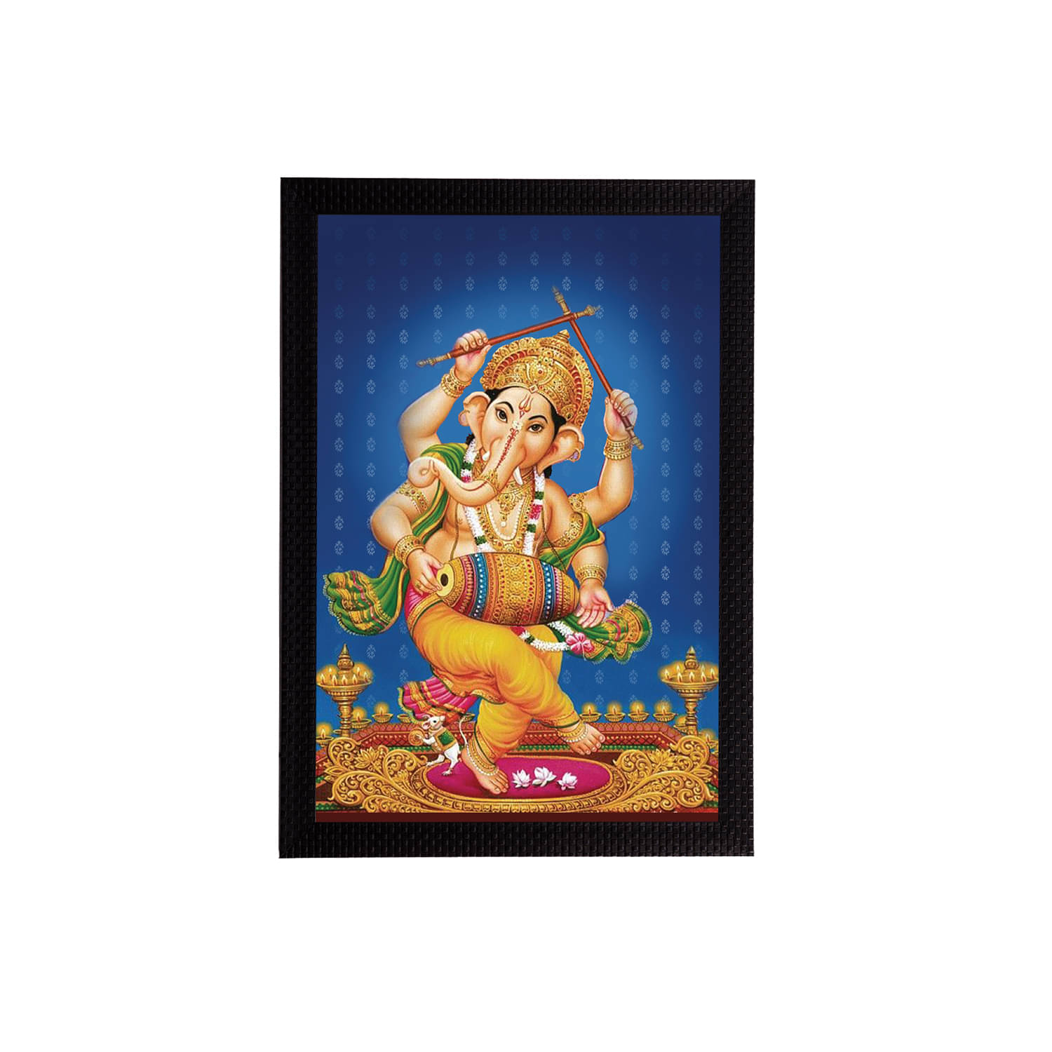 eCraftIndia Blue & Orange Lord Ganesha Satin Matt Texture Framed UV Wall Art Painting eCraftIndia Blue & Orange Lord Ganesha Satin Matt Texture Framed UV Wall Art Painting