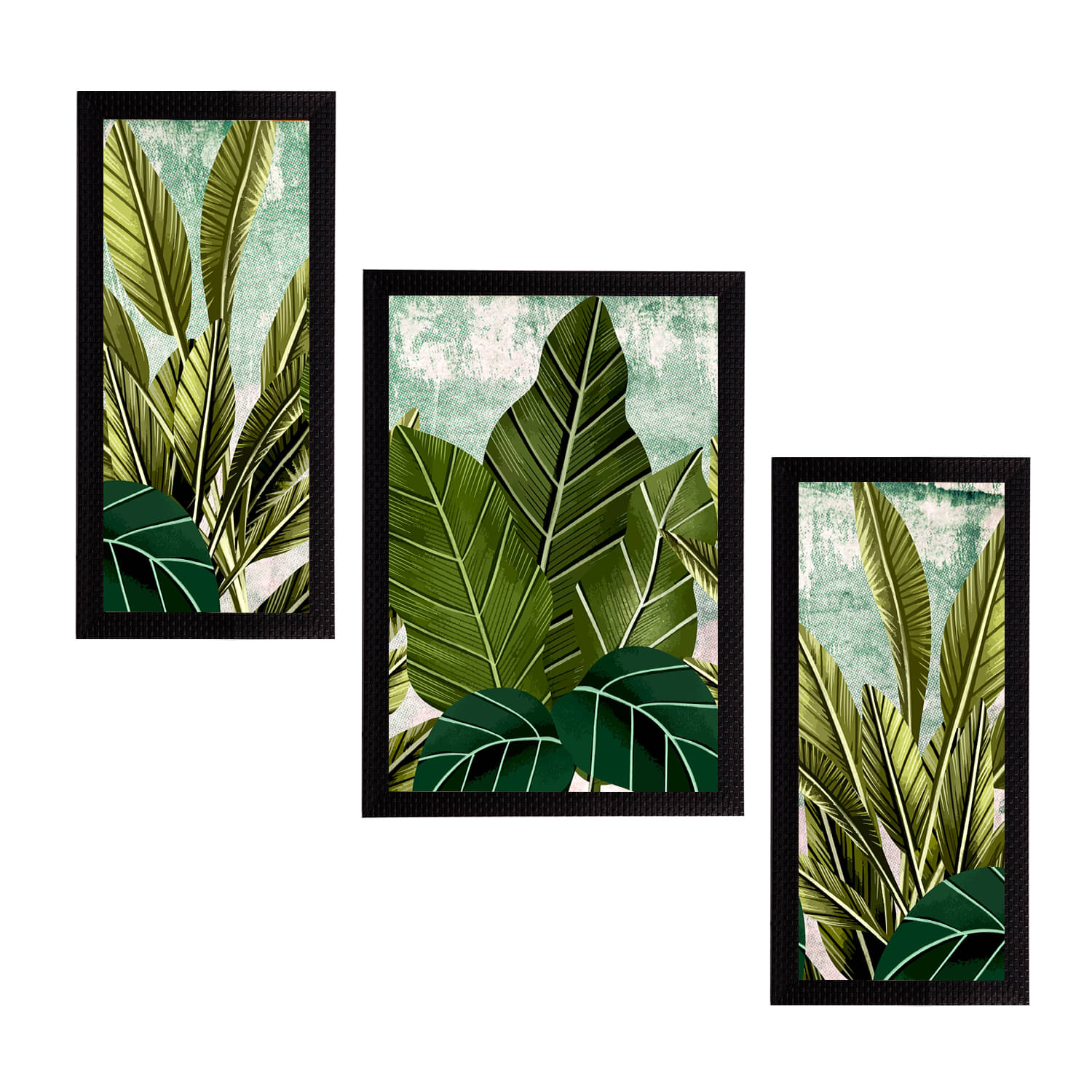 eCraftIndia Set of 3 Green & Blue Botanical & Floral Satin Matt Textured UV Wall Paintings     			eCraftIndia Set of 3 Green & Blue Botanical & Floral Satin Matt Textured UV Wall Paintings