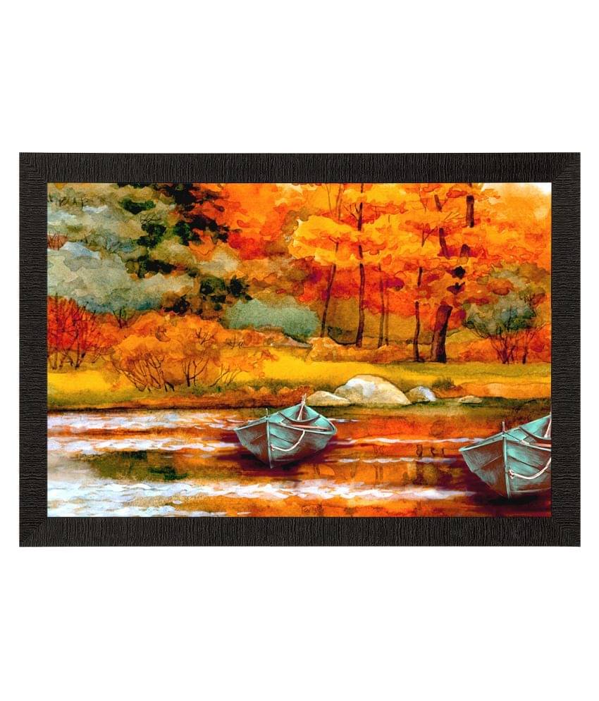 eCraftIndia Rust Orange & Green River Side Autumn Season Matte Texture UV Wall Painting eCraftIndia Rust Orange & Green River Side Autumn Season Matte Texture UV Wall Painting