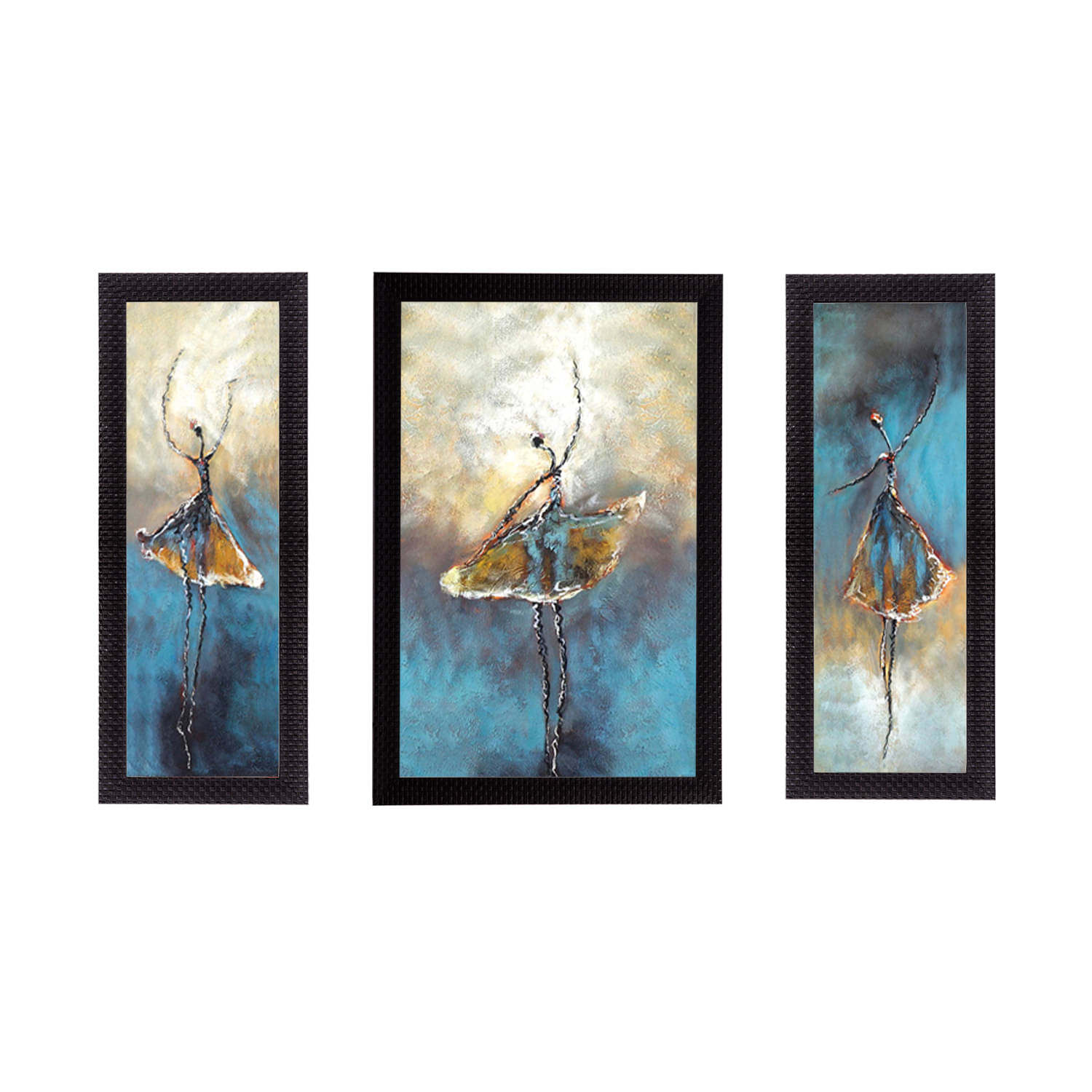     			eCraftIndia Set of 3 Multicoloured Dancing Lady UV Wall Art