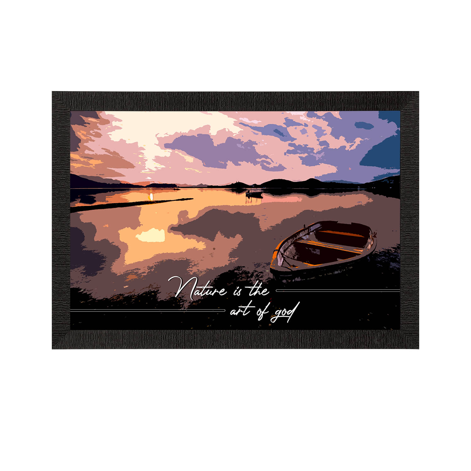     			eCraftIndia Blue & Black River Shore View Wall Art