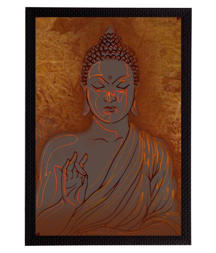 eCraftIndia Brown Meditating Lord Buddha Satin Matt Texture UV Wall Art eCraftIndia Brown Meditating Lord Buddha Satin Matt Texture UV Wall Art