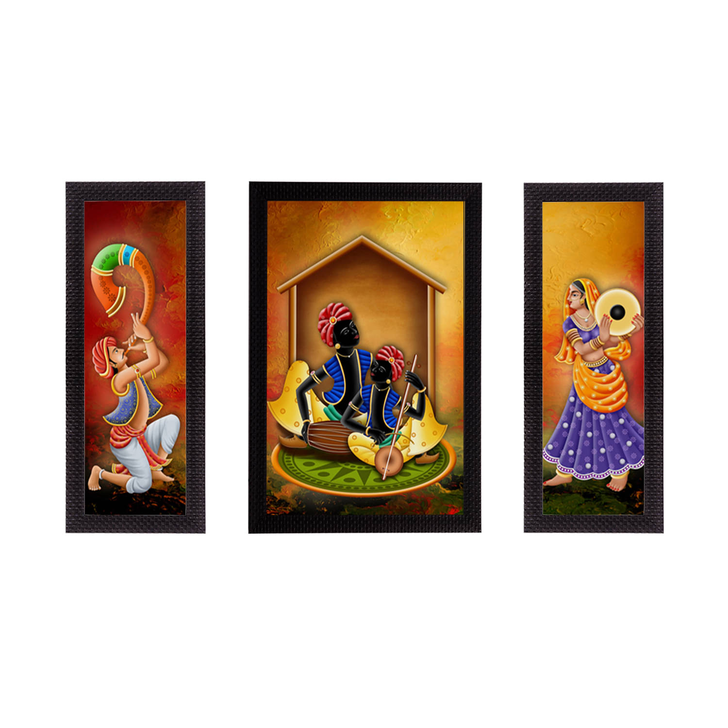     			eCraftIndia Set of 3 Multicoloured Musician UV Wall Art