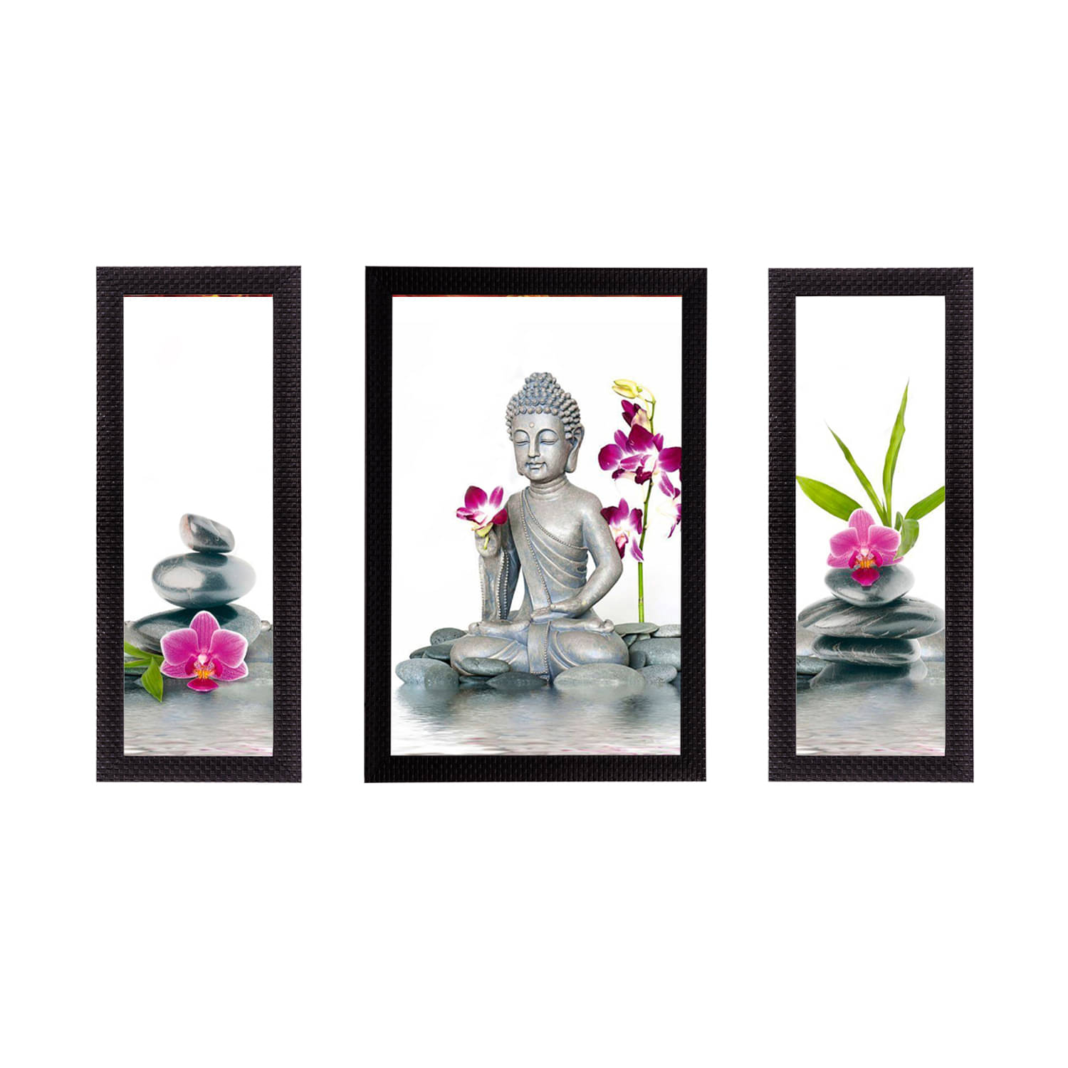     			eCraftIndia Set of 3 Multicoloured Lord Buddha UV Wall Art