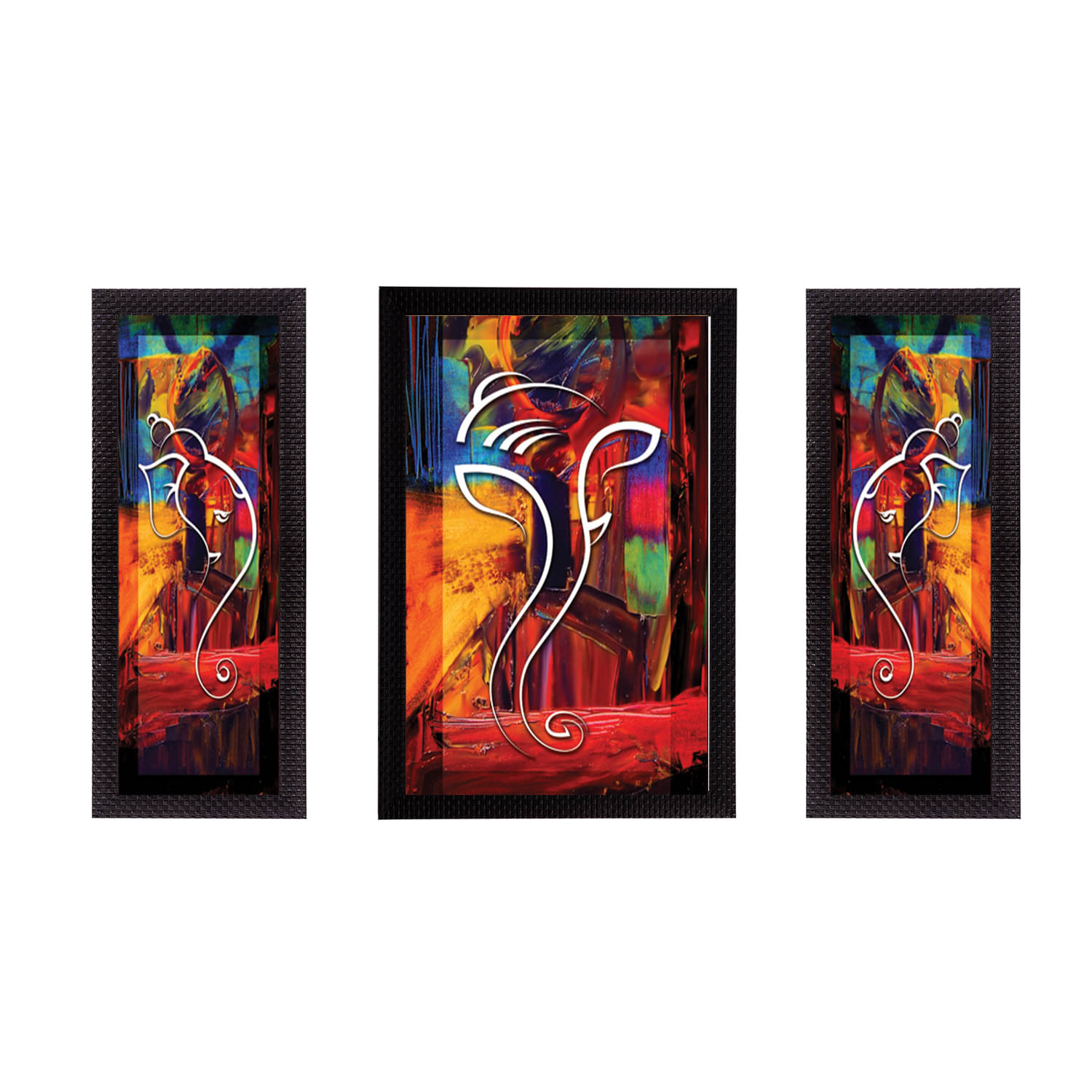     			eCraftIndia Set of 3 Multicoloured Lord Ganesha UV Wall Art