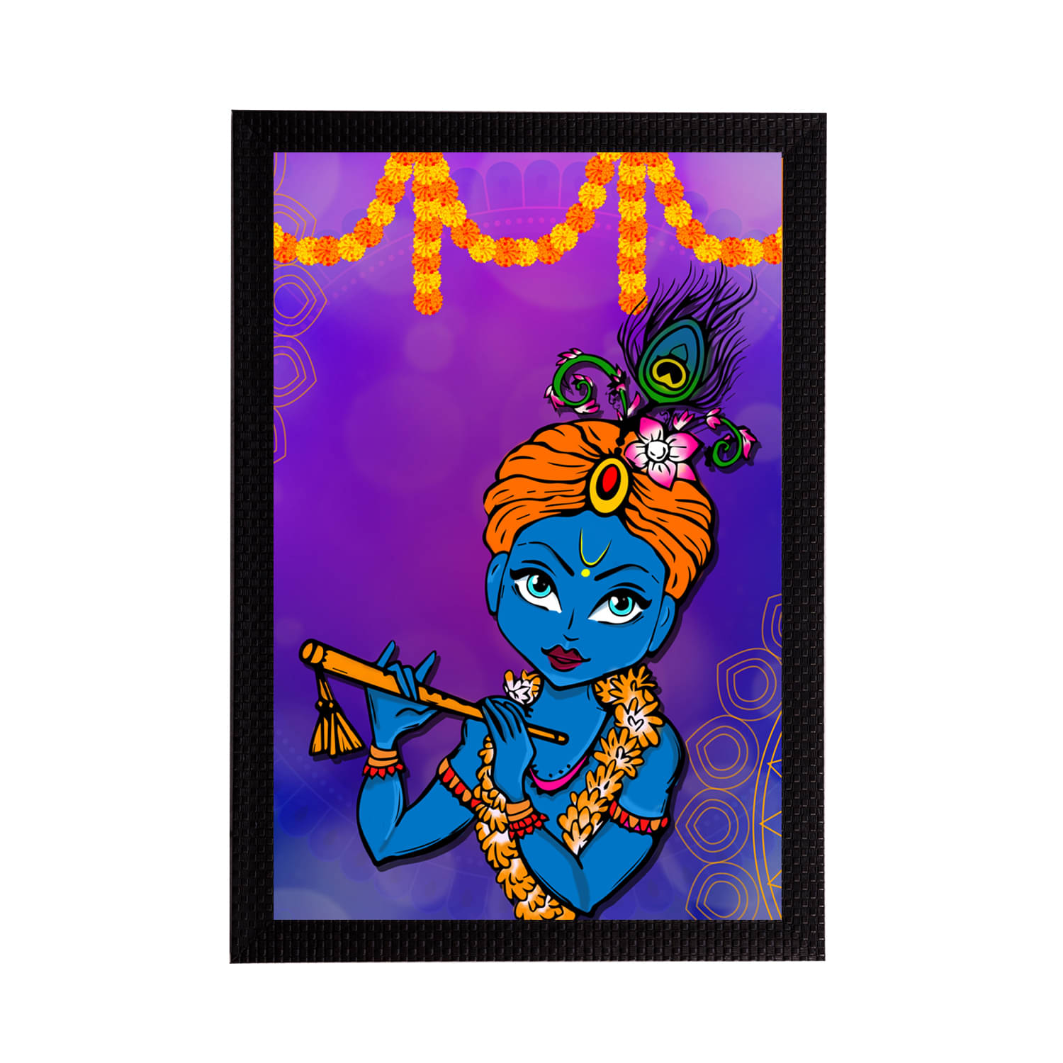 eCraftIndia Blue & Orange Lord Krishna Satin Matt Texture UV Wall Art     			eCraftIndia Blue & Orange Lord Krishna Satin Matt Texture UV Wall Art