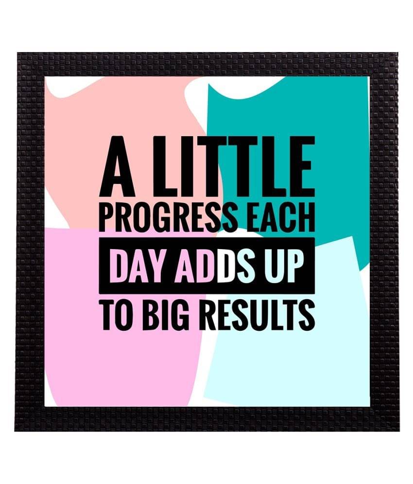     			eCraftIndia Pink & Black "A Little Progress Each Day Adds Up To Big Result" Quote Matt Texture UV Art Painting