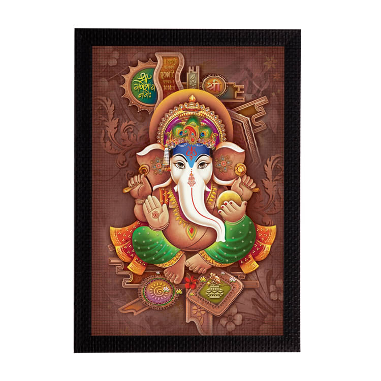 eCraftIndia Brown & Orange Lord Ganesha Satin Matt Texture UV Wall Painting eCraftIndia Brown & Orange Lord Ganesha Satin Matt Texture UV Wall Painting