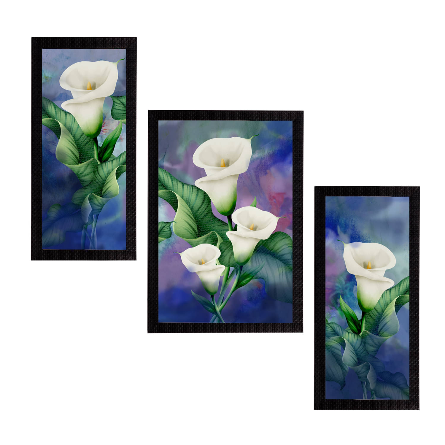 eCraftIndia Set of 3 Blue & White Botanical and Floral Satin Matt Textured UV Art Paintings eCraftIndia Set of 3 Blue & White Botanical and Floral Satin Matt Textured UV Art Paintings