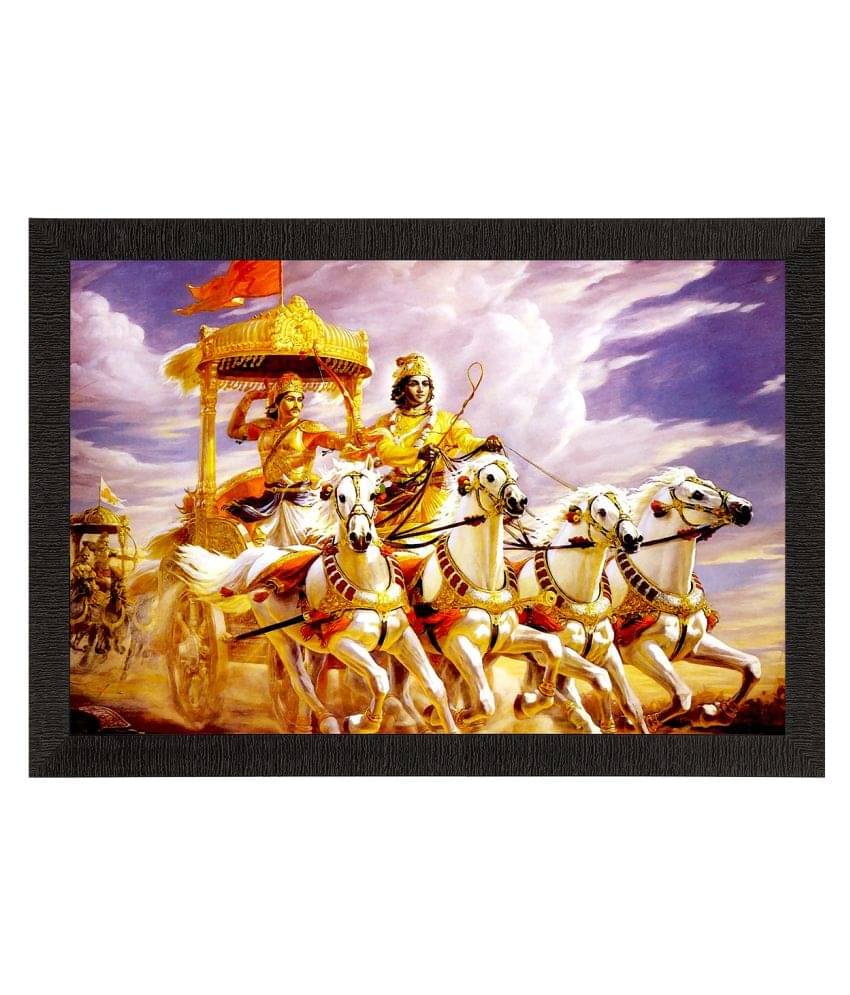     			eCraftIndia White & Gold-Toned Religious Satin Matte Texture UV Wall Painting
